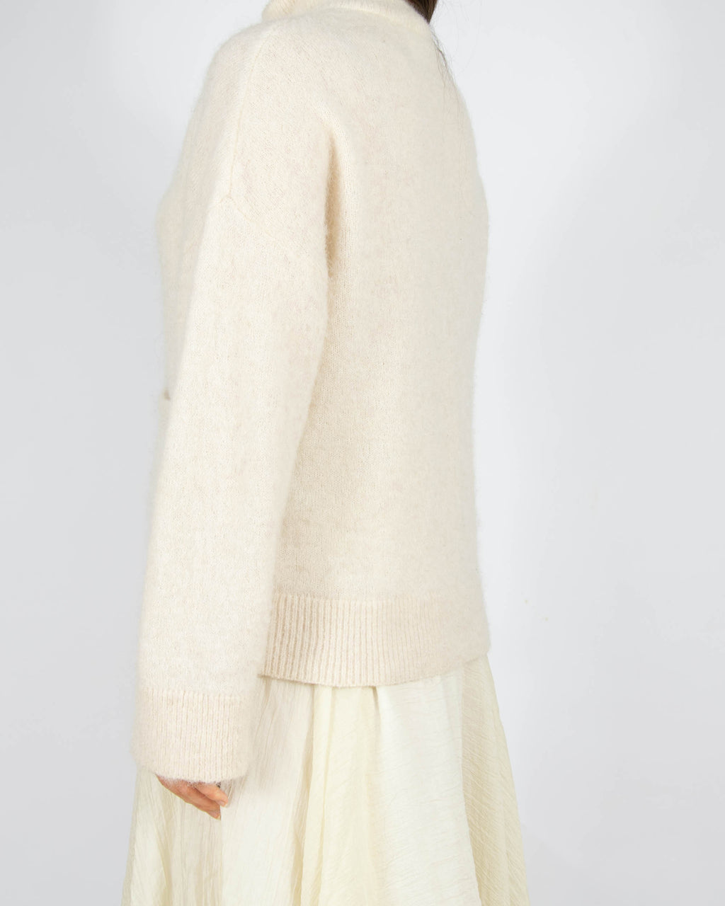 Kremowy (wełna + alpaka) rozpinany sweter Selected Femme - S