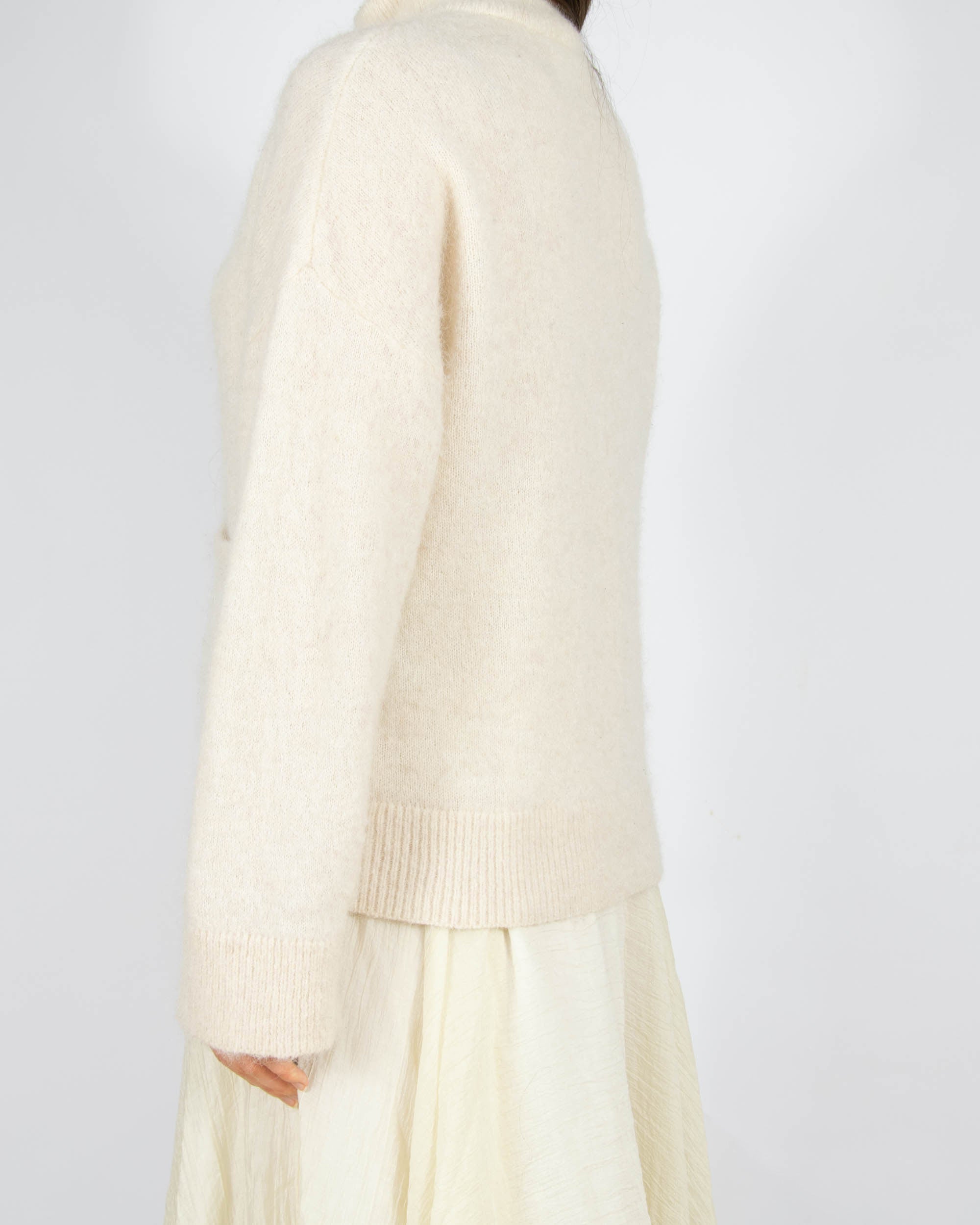 Kremowy (wełna + alpaka) rozpinany sweter Selected Femme - S