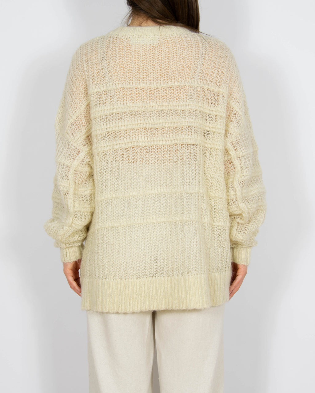 Kremowy wełniany (wełna + moher) sweter FWSS - S/M