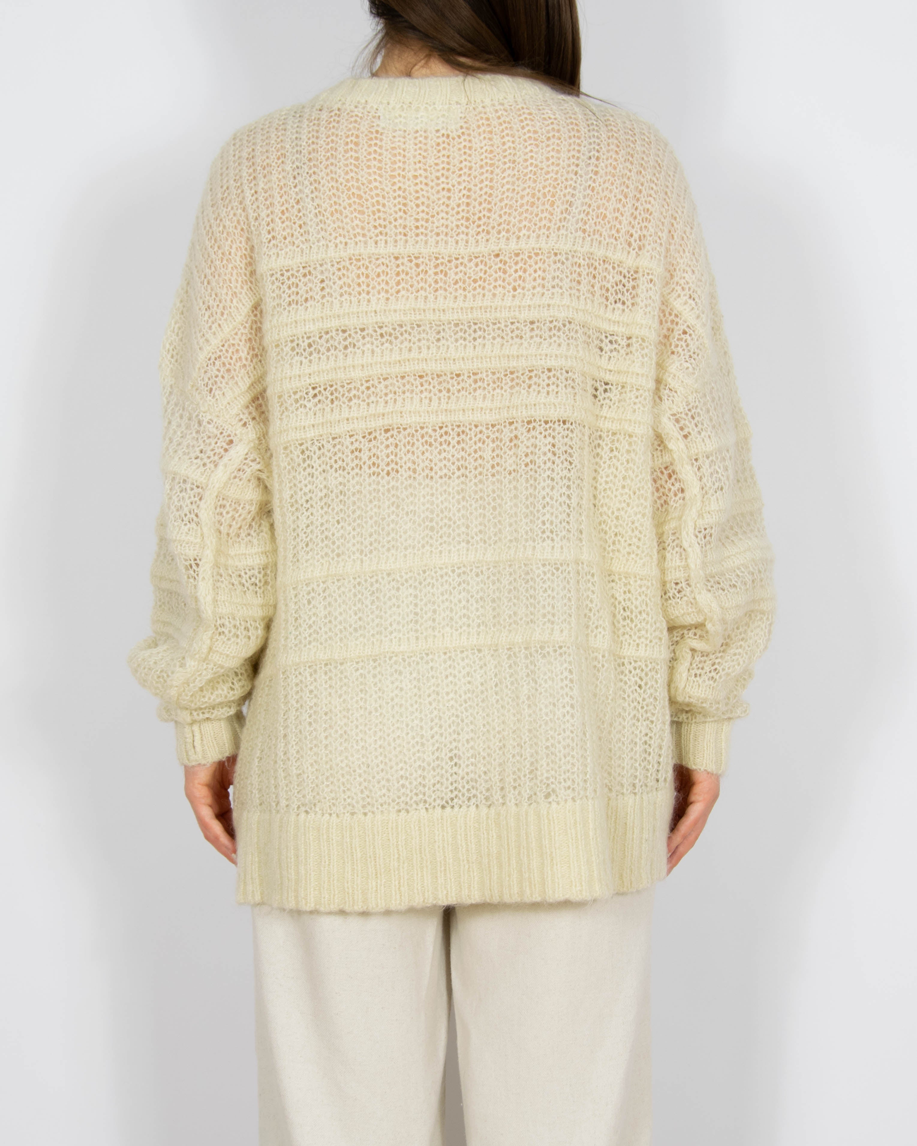 Kremowy wełniany (wełna + moher) sweter FWSS - S/M