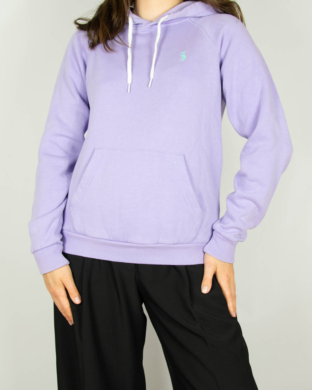 Liliowa bawełniana bluza z kapturem marki premium Ralph Lauren