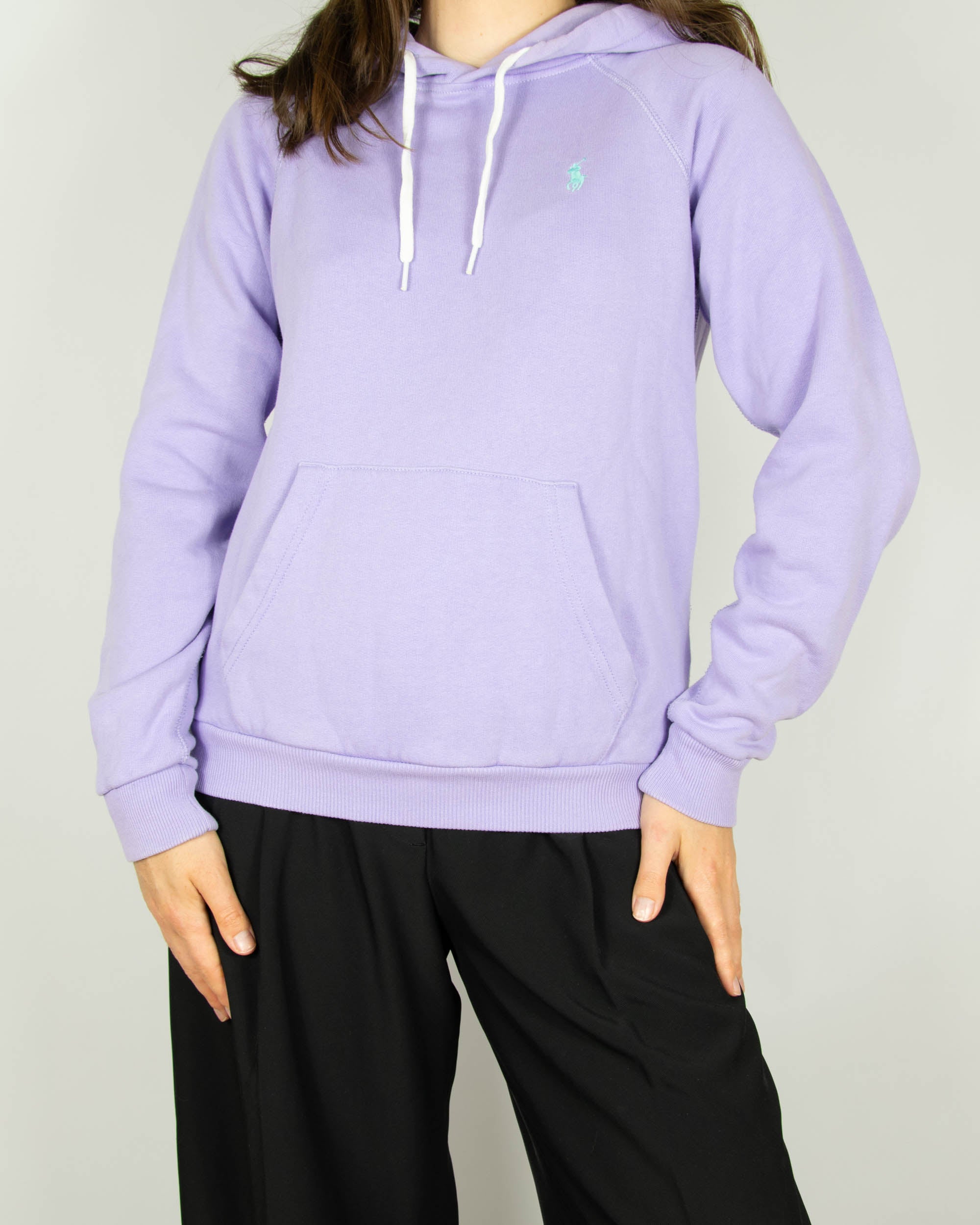 Liliowa bawełniana bluza z kapturem marki premium Ralph Lauren