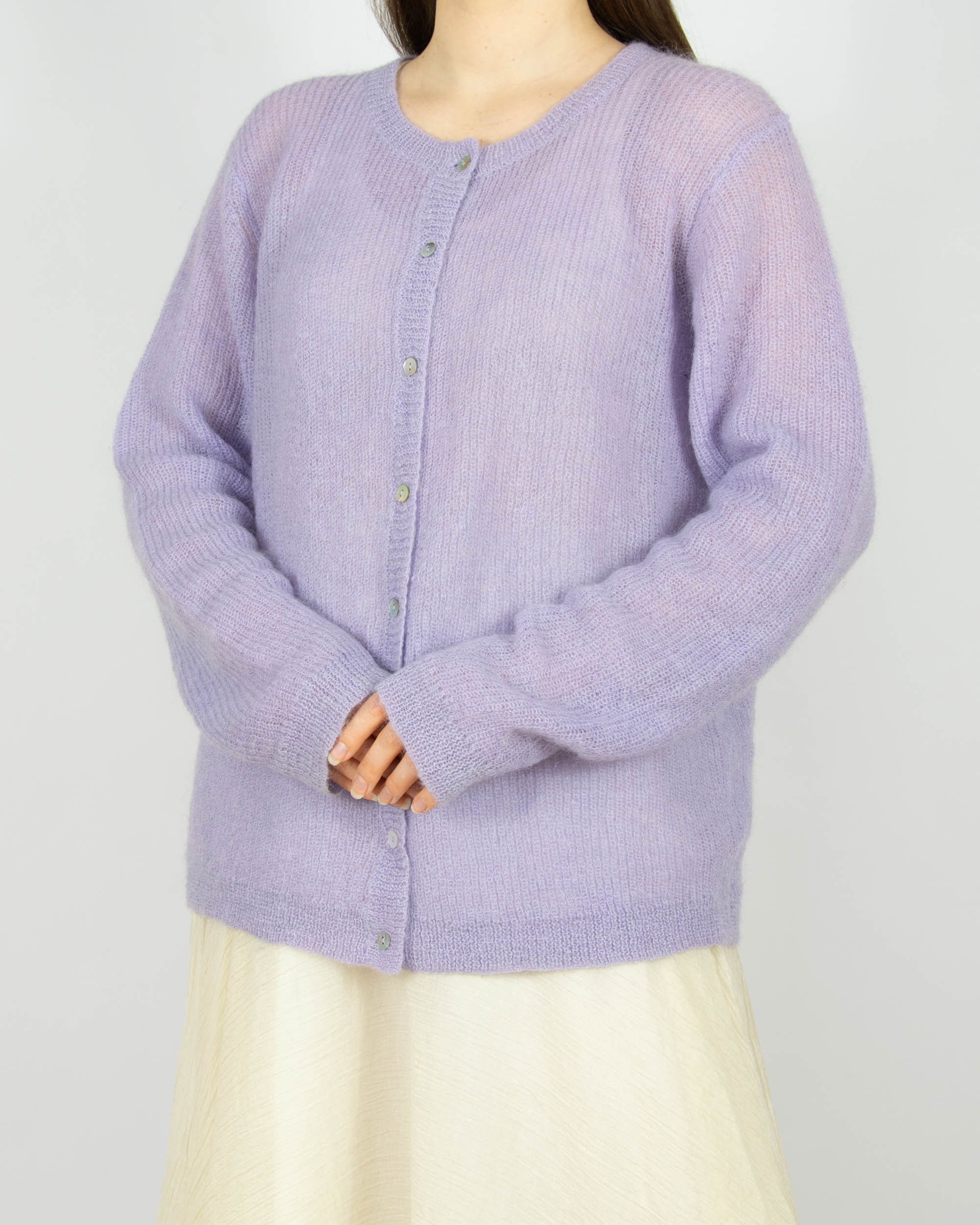 Liliowy (moher + wełna) kardigan CLAIRE - L/XL