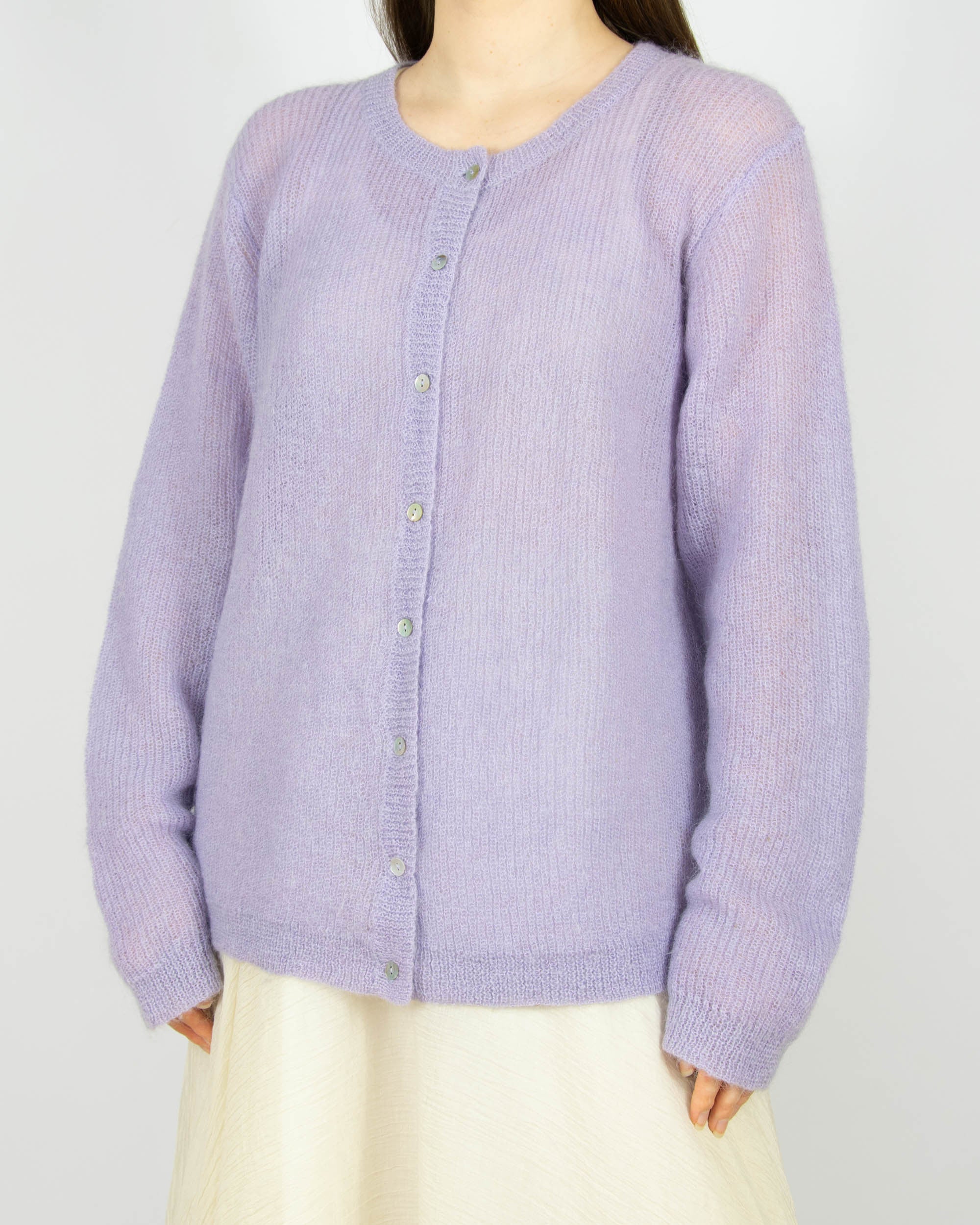 Liliowy (moher + wełna) kardigan CLAIRE - L/XL