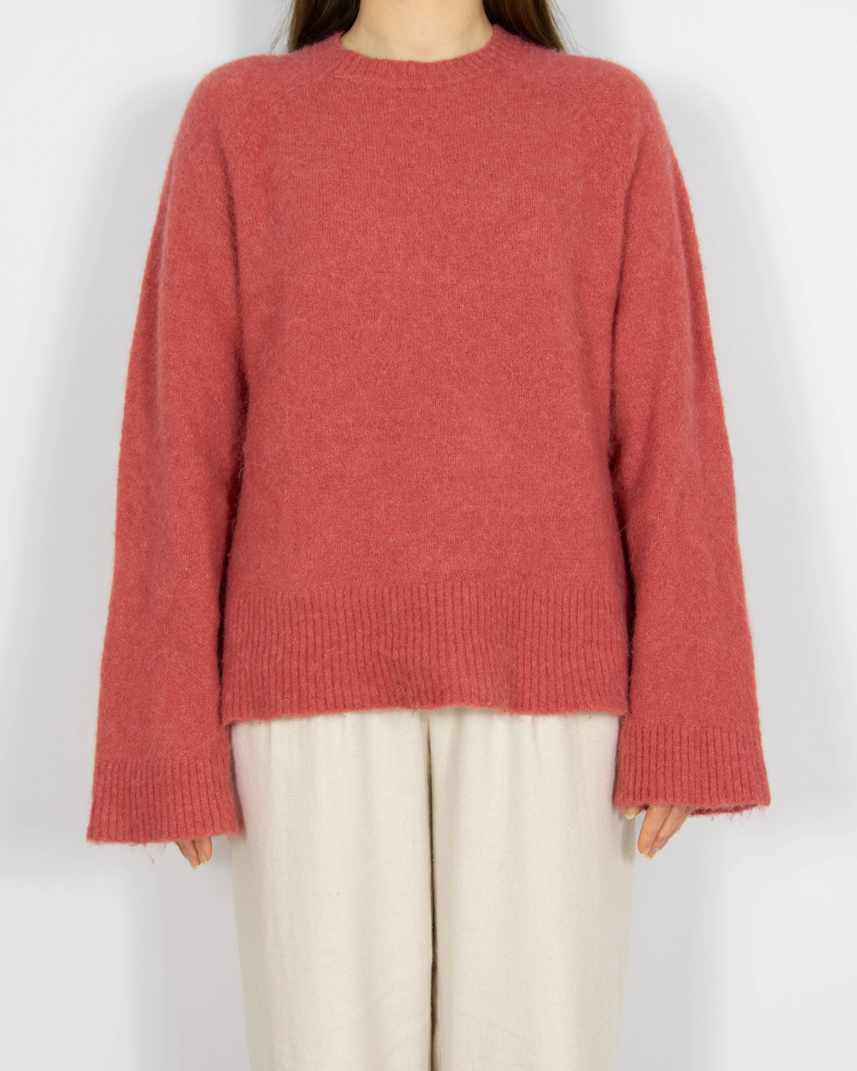 Malinowy wełniany (wełna + alpaka) sweter MSCH Copenhagen