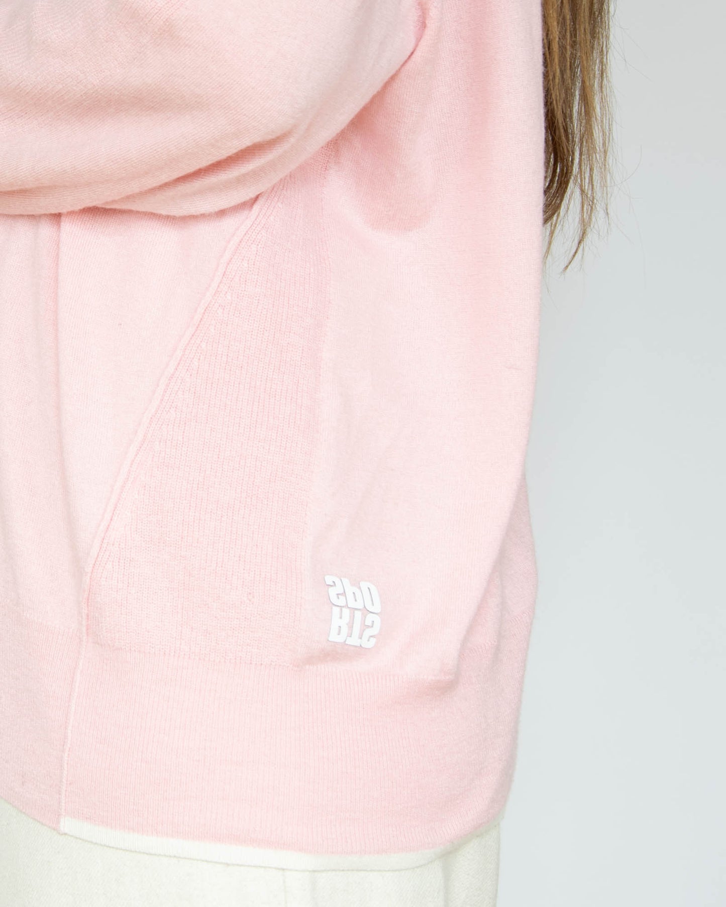 Pastelowa różowa wełniana bluza z kapturem MARC CAIN - M/L