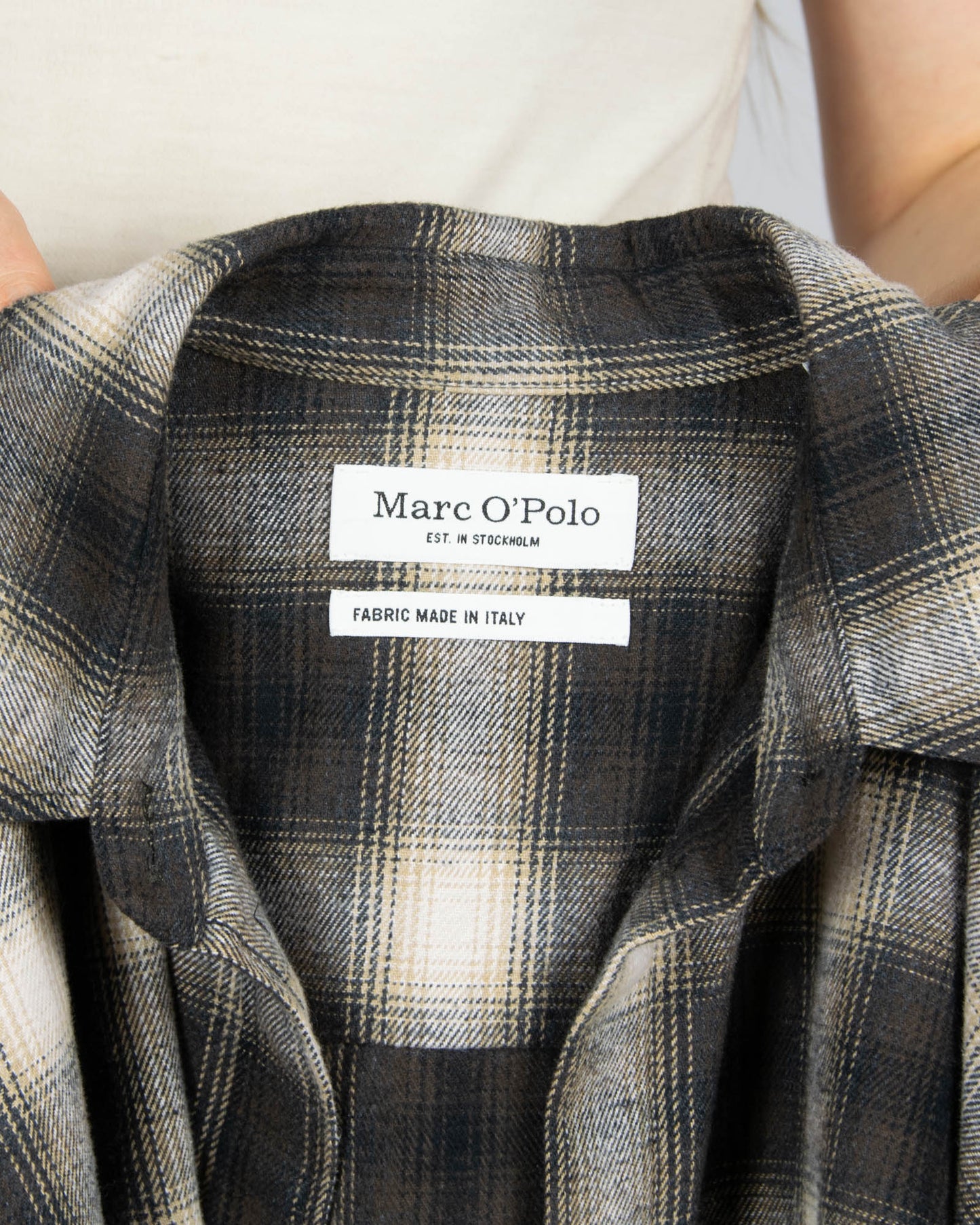 Brązowo beżowa bawełniana flanelowa koszula Marc O' Polo - S/M
