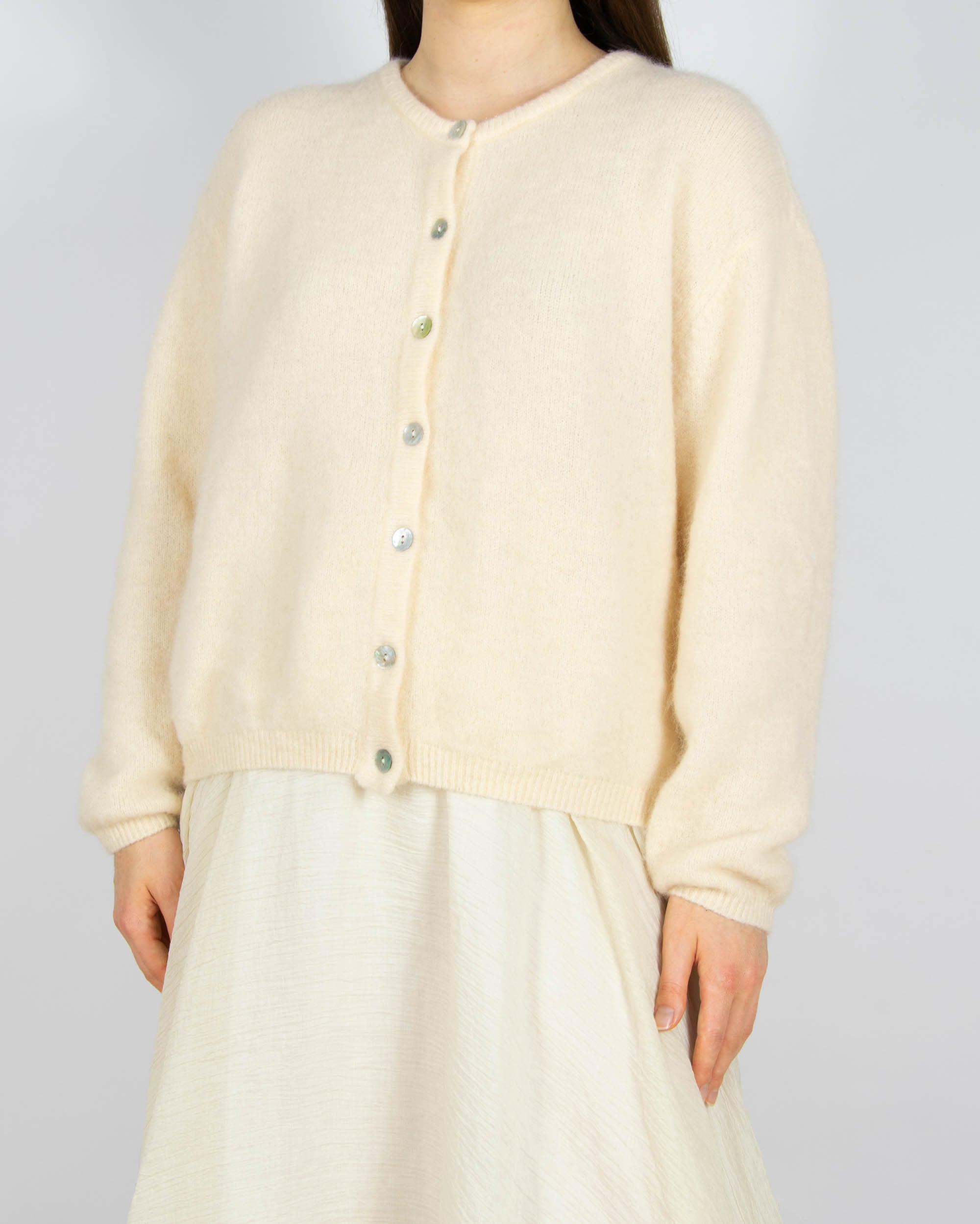 Masełkowy (alpaka + wełna) kardigan American Vintage - S/M