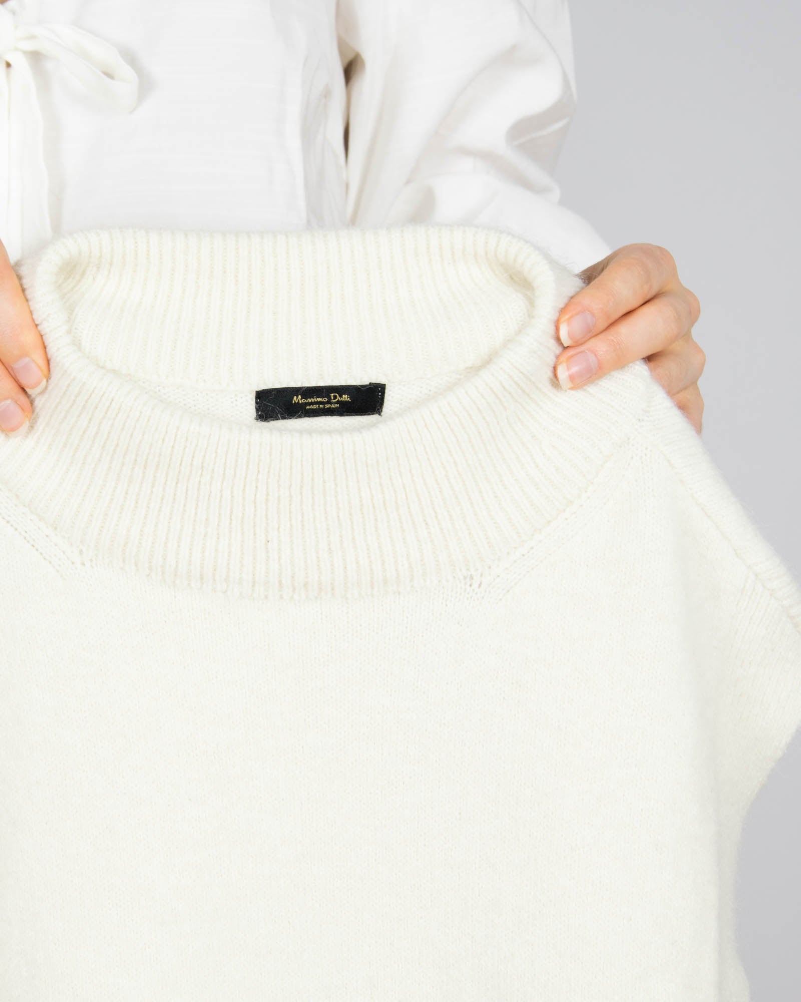 Śmietankowa wełniana kamizelka Massimo Dutti - S/M