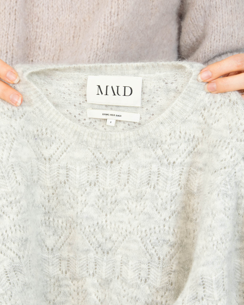 Jasnoszary (wełna + alpaka) sweter MAUD - S