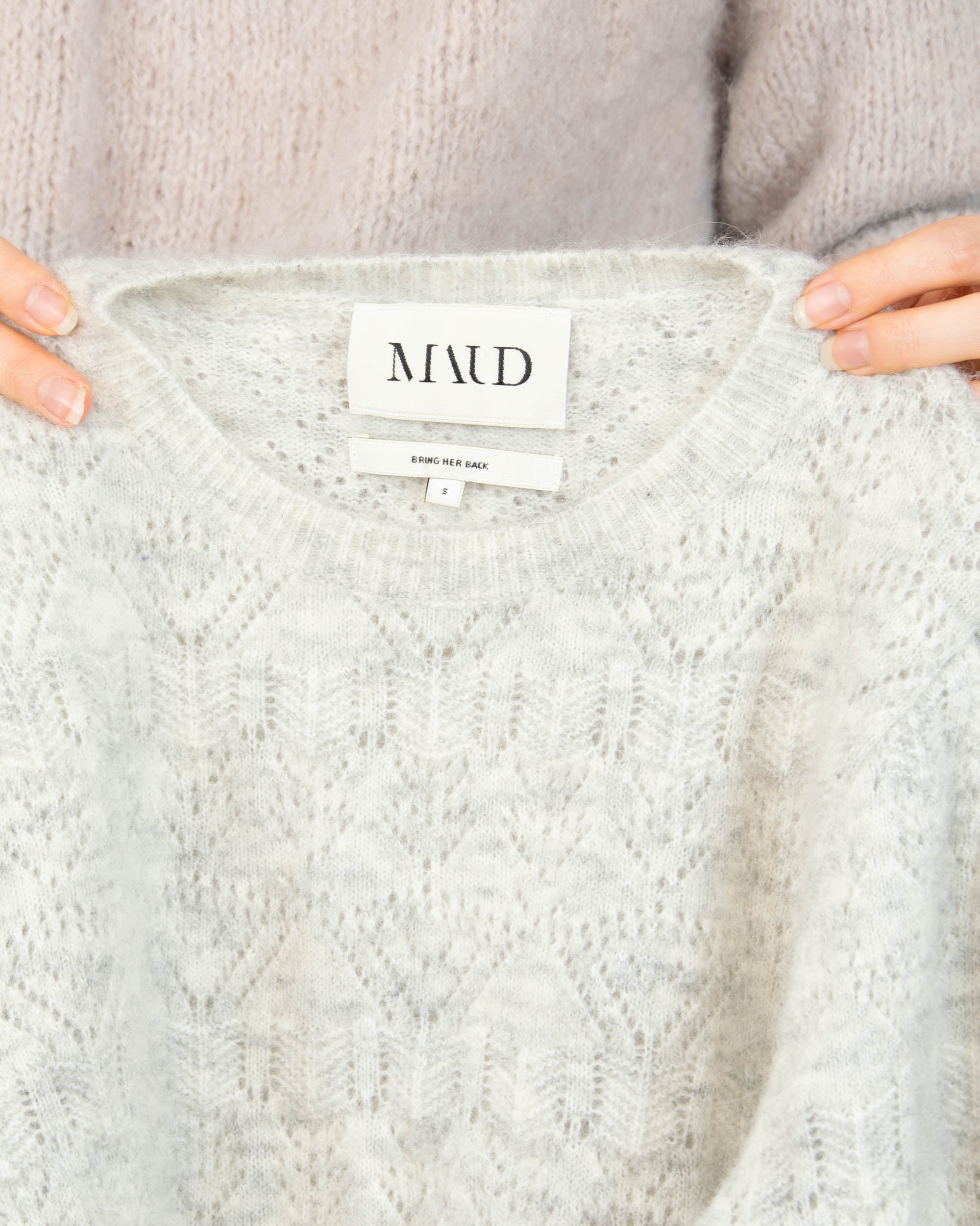Jasnoszary (wełna + alpaka) sweter MAUD - S
