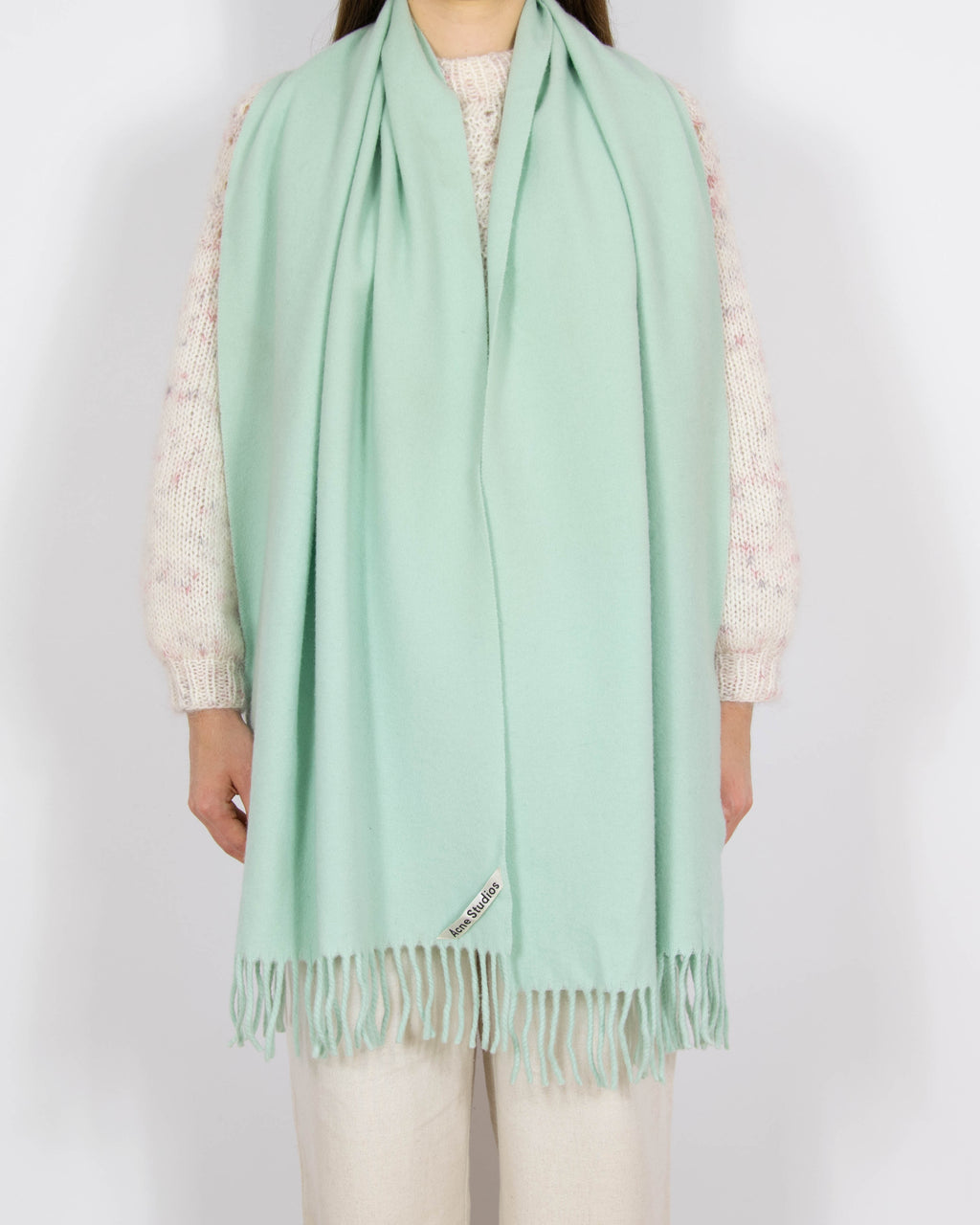 Miętowy wełniany szal Acne Studios - 180x47