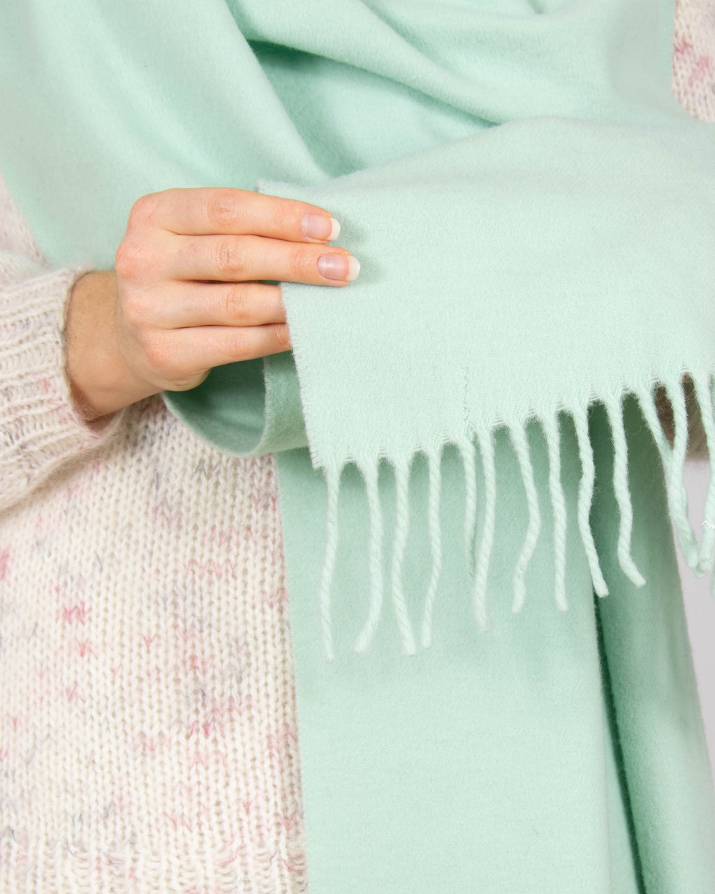 Miętowy wełniany szal Acne Studios - 180x47