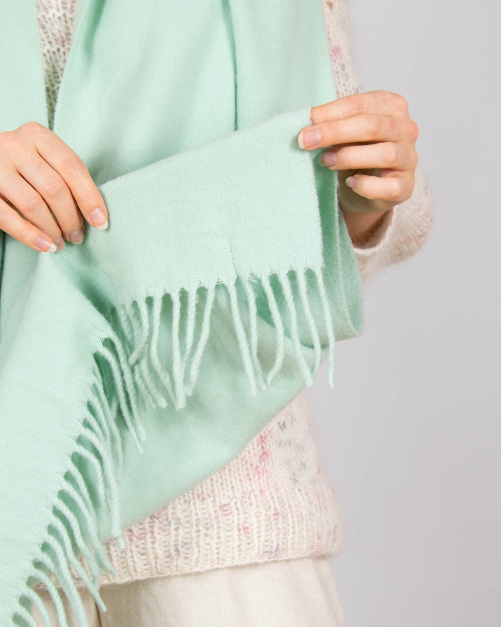 Miętowy wełniany szal Acne Studios - 180x47