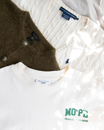 Kremowy bawełniany sweter warkoczowy Ralph Lauren - M