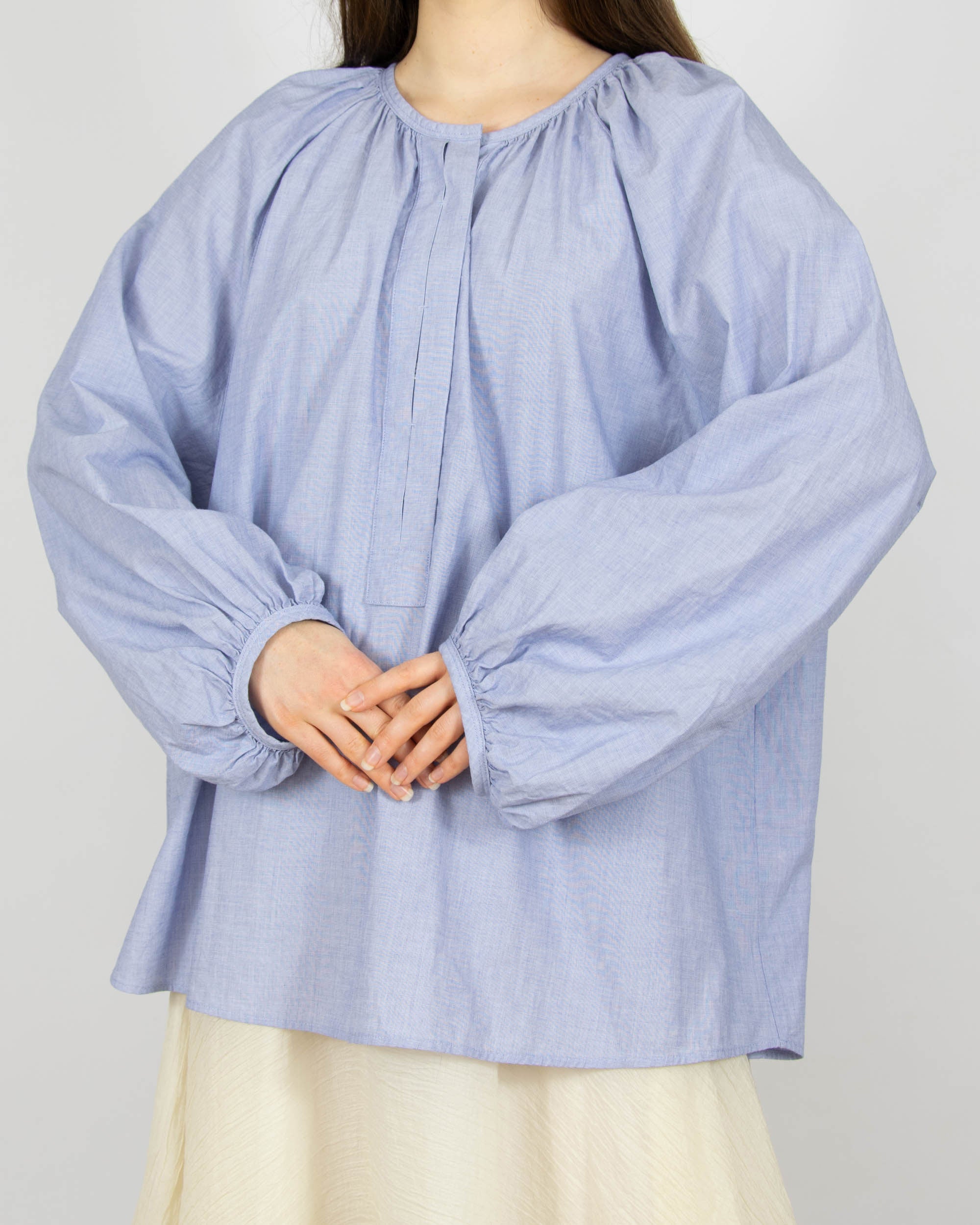 Niebieska bawełniana bluzka Massimo Dutti - L