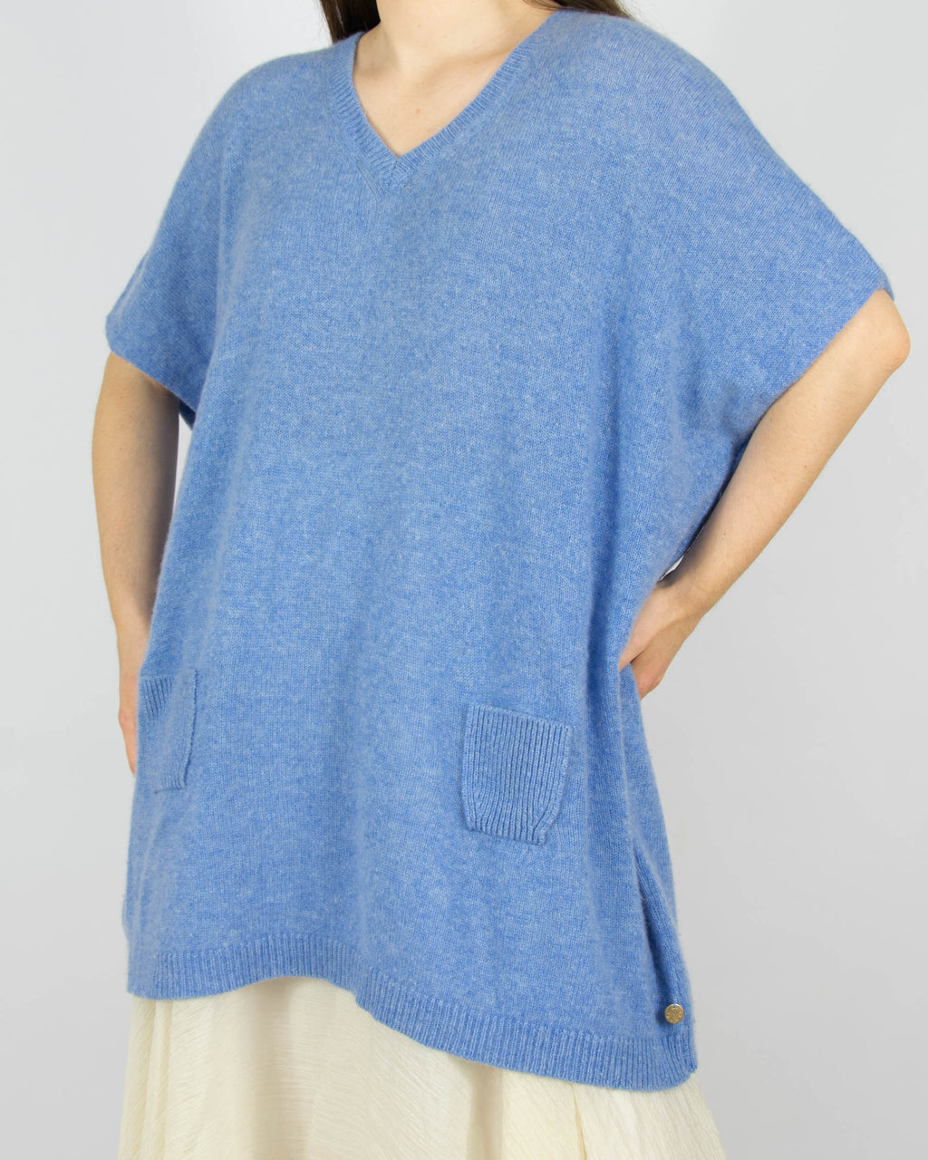 Niebieska kaszmirowa kamizelka MY CASHMERE MOMENTS - one size