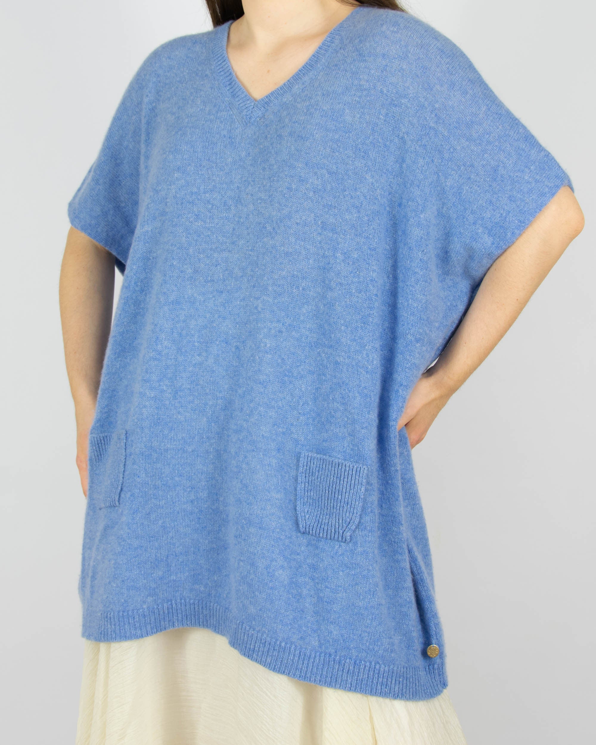 Niebieska kaszmirowa kamizelka MY CASHMERE MOMENTS - one size