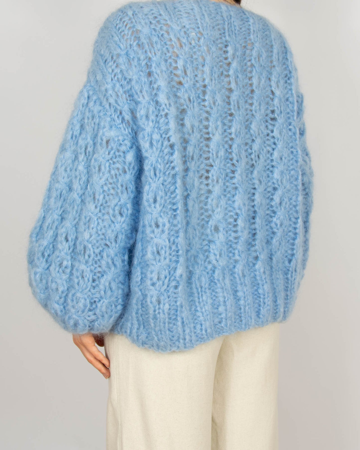 Niebieski moherowy sweter Handmade