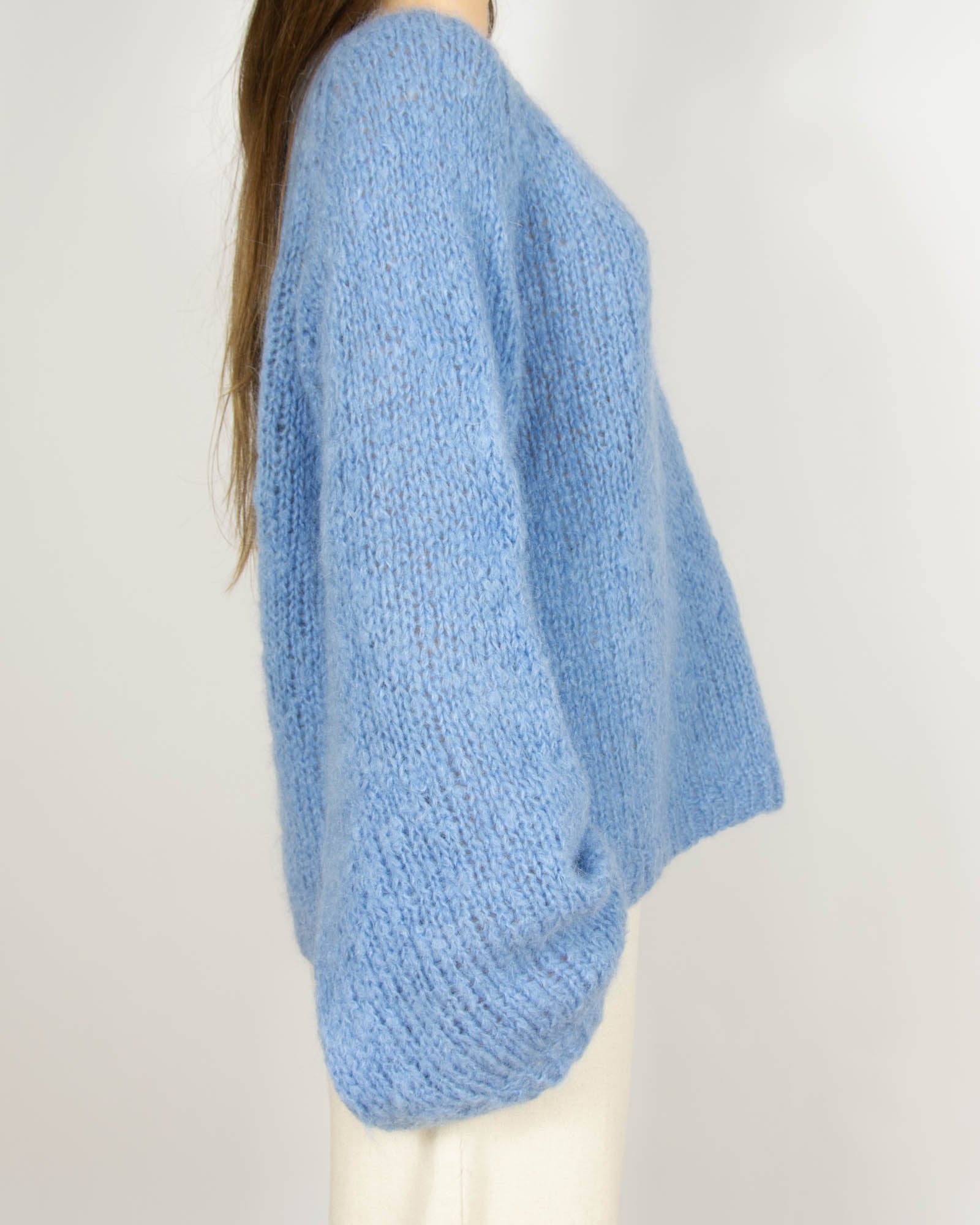 Niebieski moherowy sweter Handmade