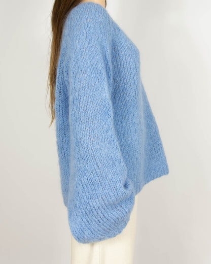 Niebieski moherowy sweter Handmade