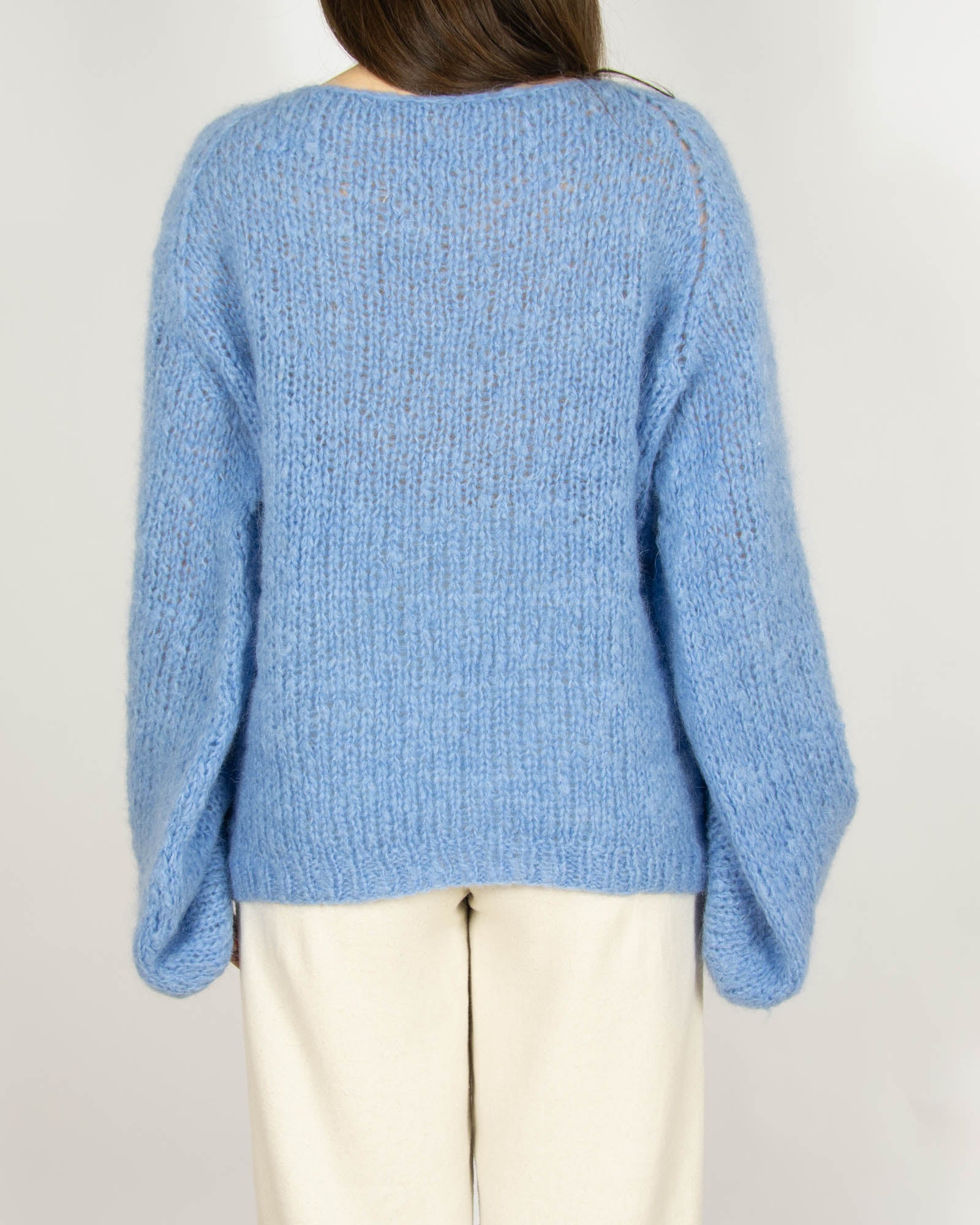 Niebieski moherowy sweter Handmade