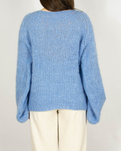 Niebieski moherowy sweter Handmade