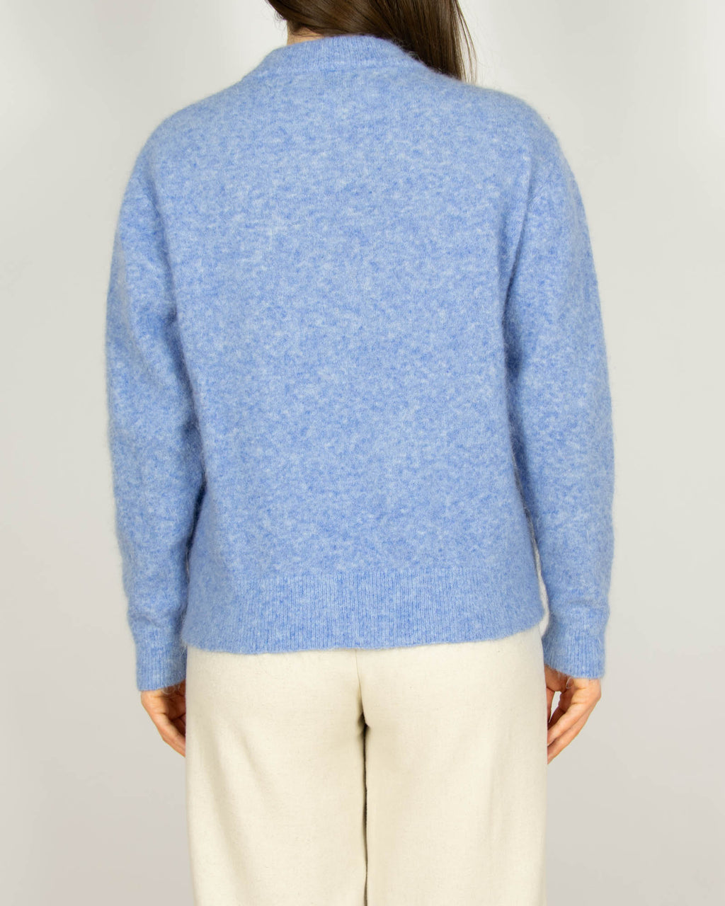 Niebieski wełniany (wełna + alpaka) sweter MUNTHE - S