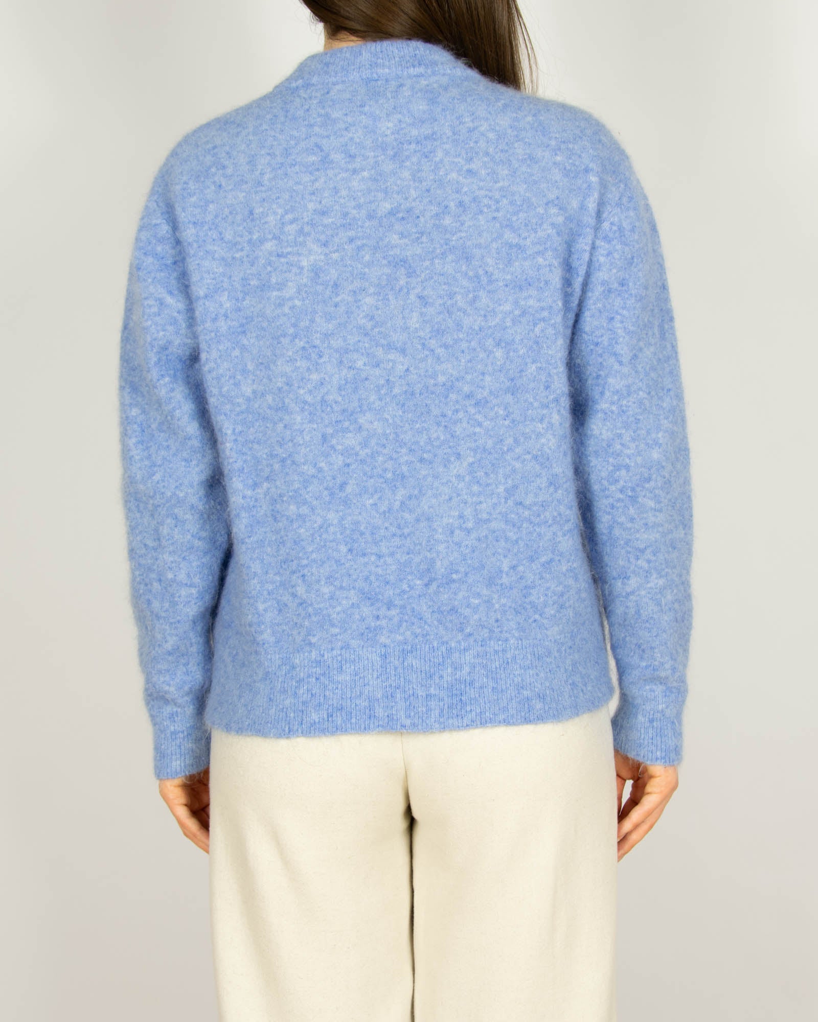 Niebieski wełniany (wełna + alpaka) sweter MUNTHE - S