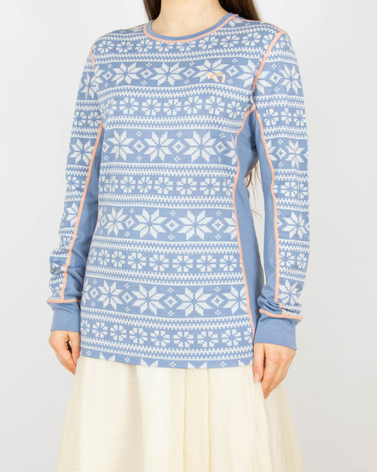 Jasnoniebieska (wełna merino + modal) bluzka termiczna Kari Traa - L