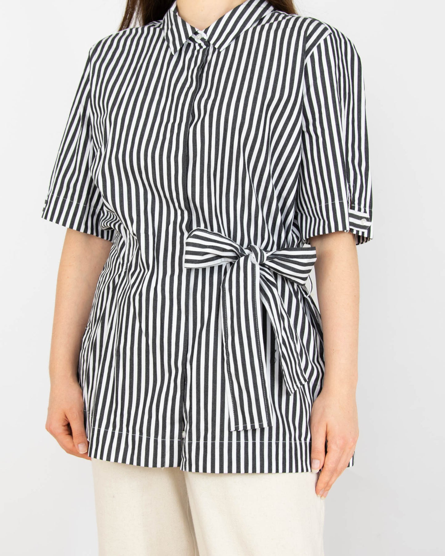 Nowa biało czarna bawełniana koszula w paski InWear Atelier - XL