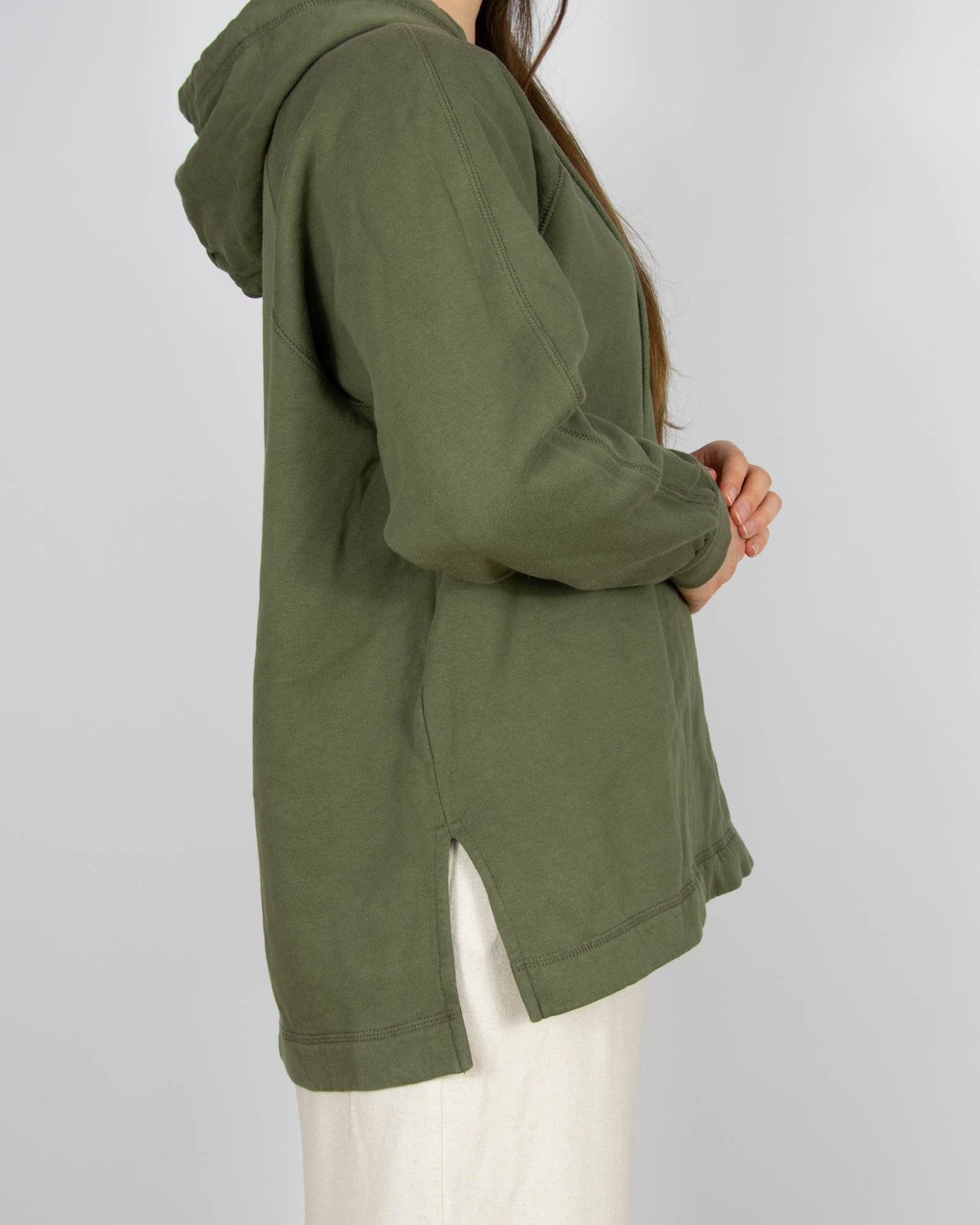 Oliwkowa bawełniana (organiczna) bluza z kapturem Selected Femme - M