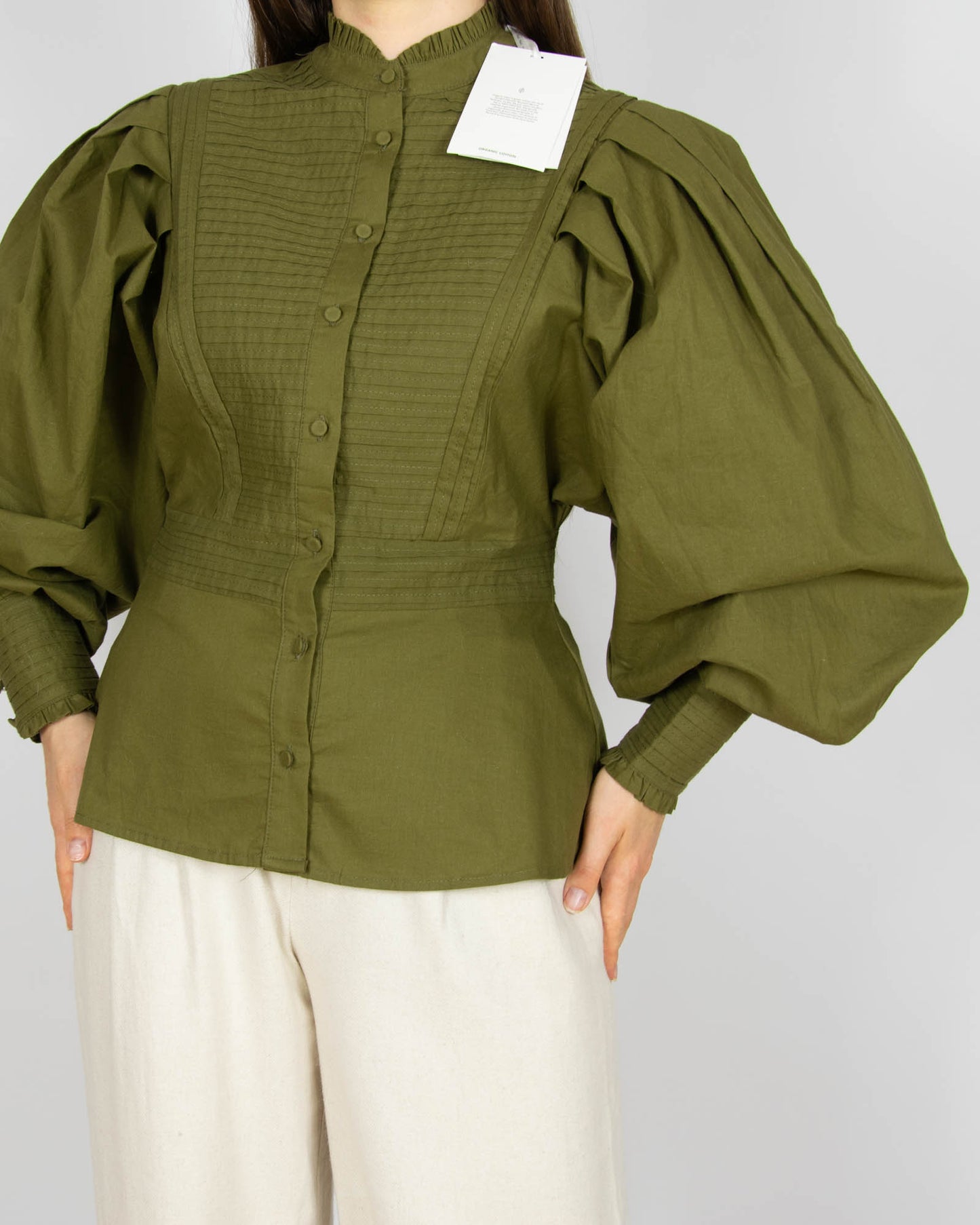 Nowa oliwkowa bawełniana (organic) koszula YAS - XS