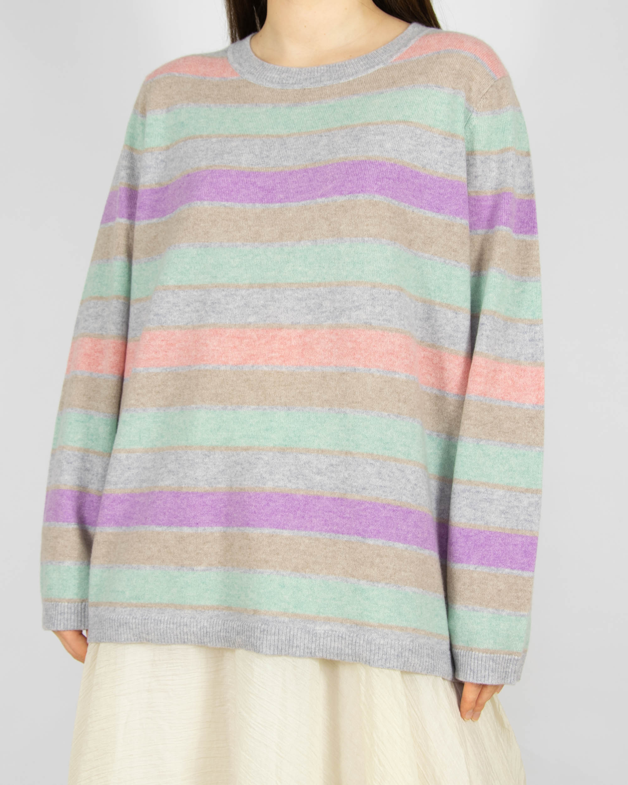 Pastelowy kaszmirowy sweter w paski Gerry Weber - L