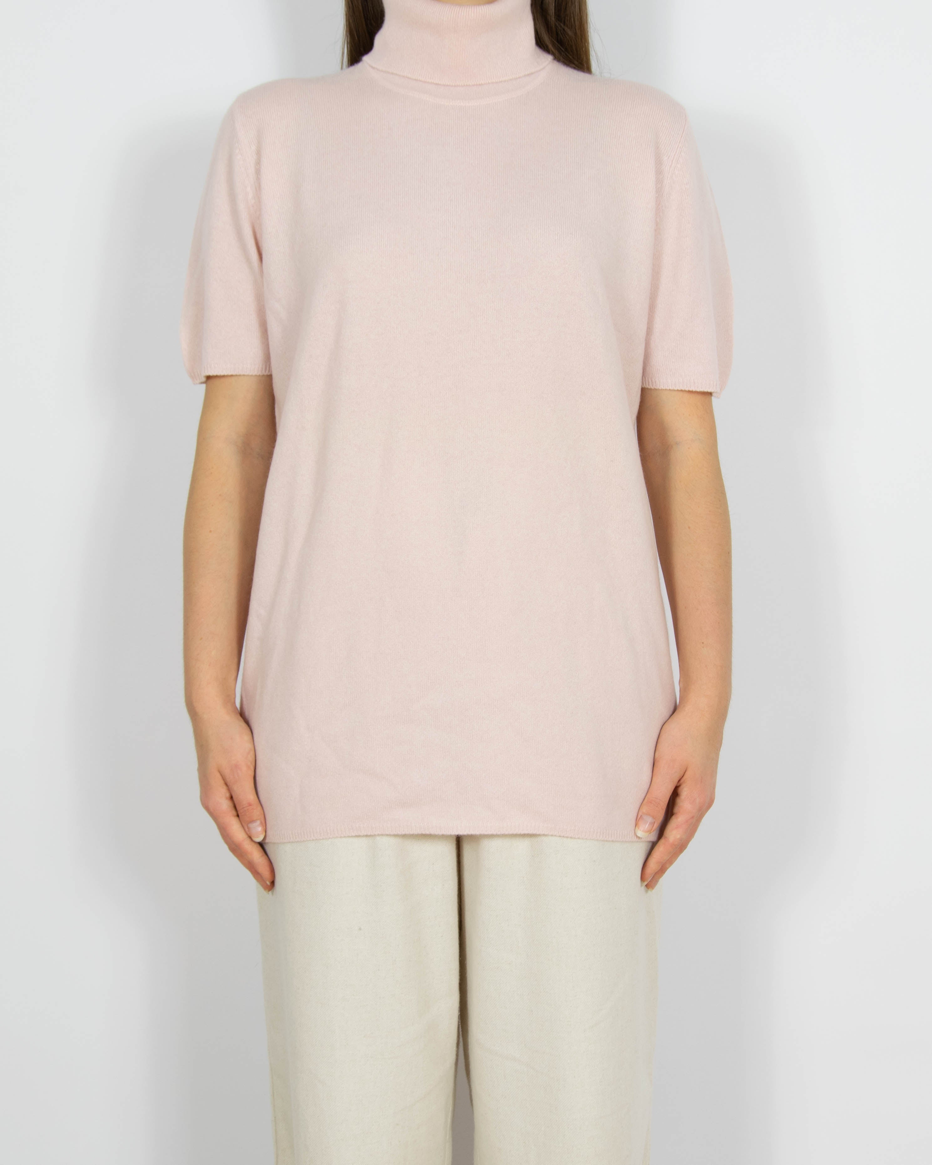 Pudrowy różowy kaszmirowy sweter z golfem Hawick Cashmere (Hawico) - M