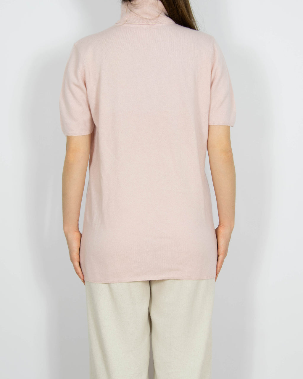 Pudrowy różowy kaszmirowy sweter z golfem Hawick Cashmere (Hawico) - M