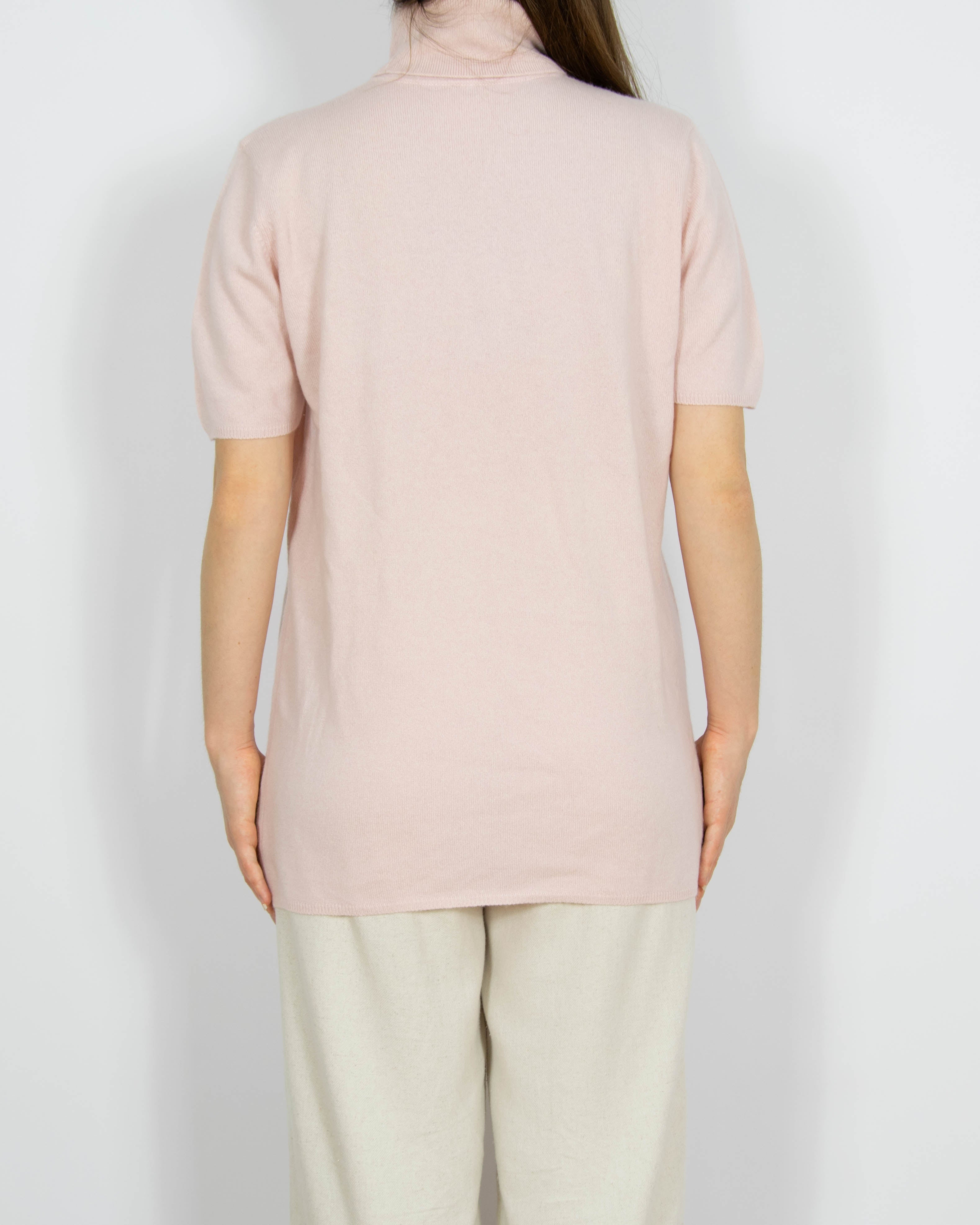 Pudrowy różowy kaszmirowy sweter z golfem Hawick Cashmere (Hawico) - M