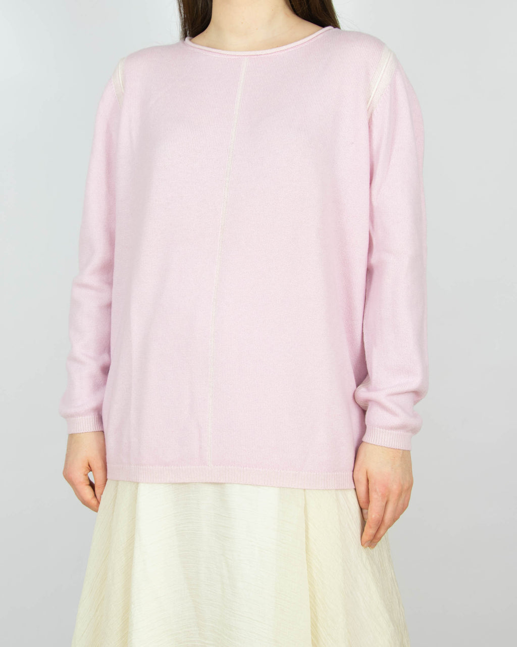 Pastelowy różowy (merino + kaszmir) sweter AC merino/cashmere