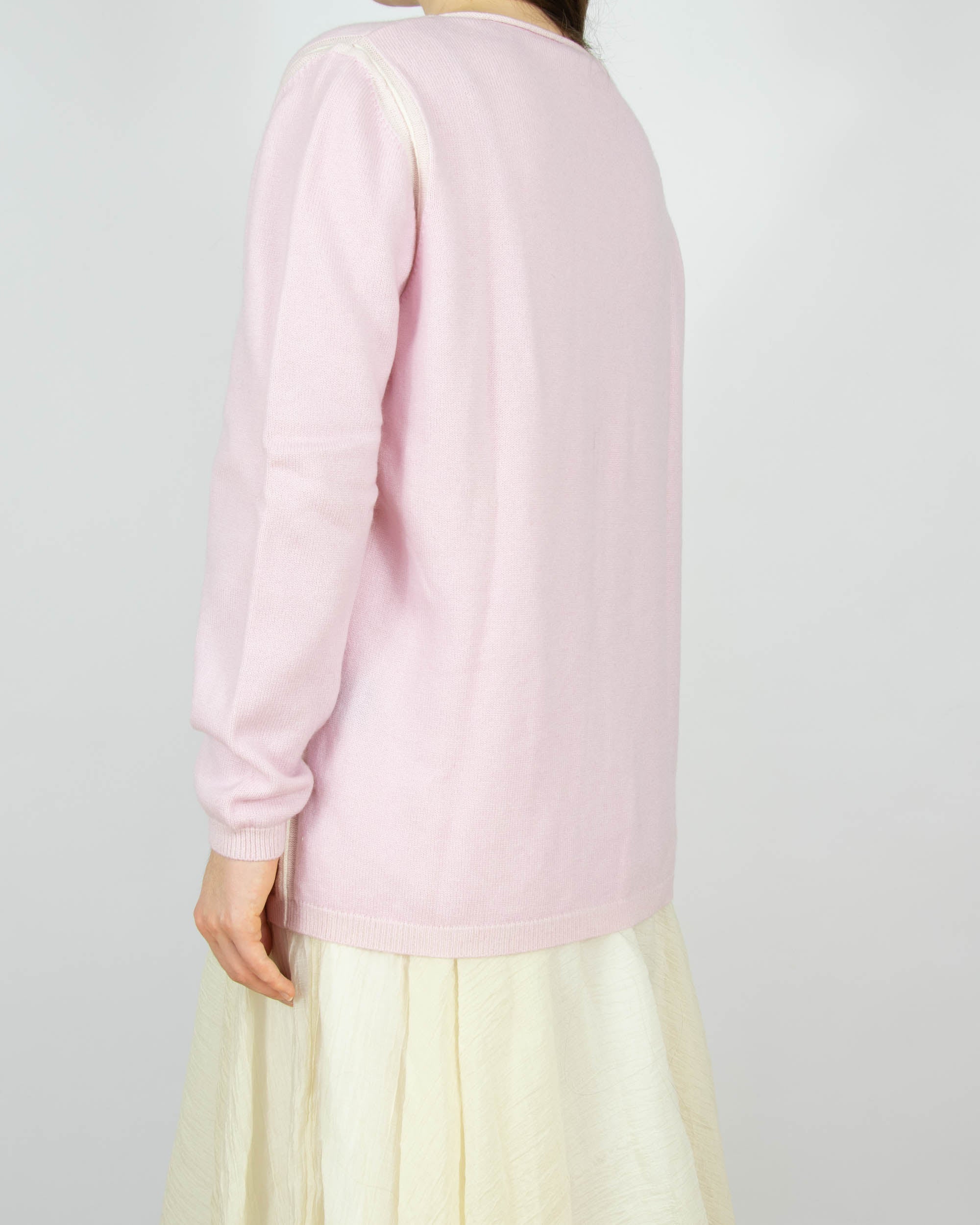 Pastelowy różowy (merino + kaszmir) sweter AC merino/cashmere - L