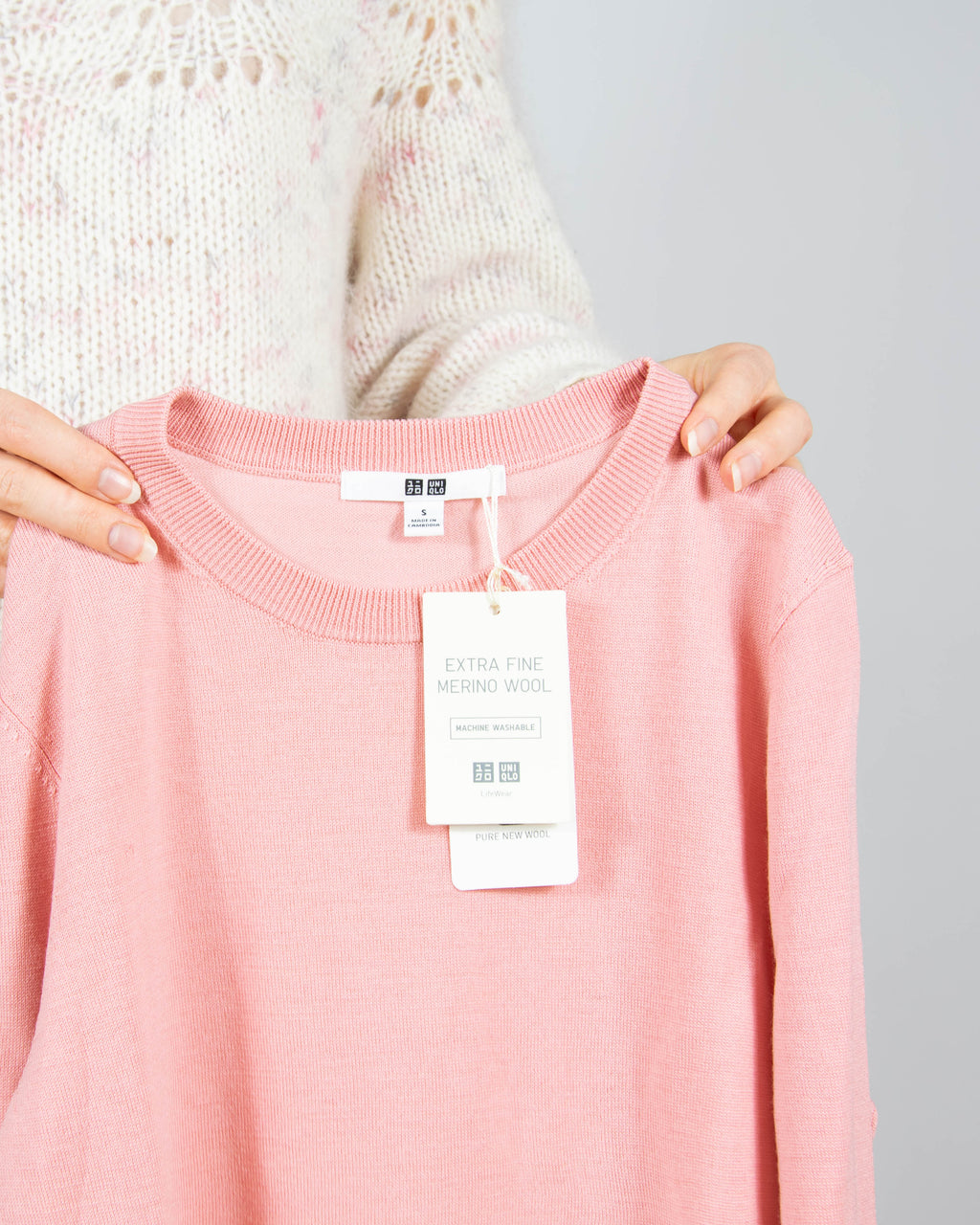 Nowy pastelowy różowy wełniany (merino) sweter Uniqlo - S
