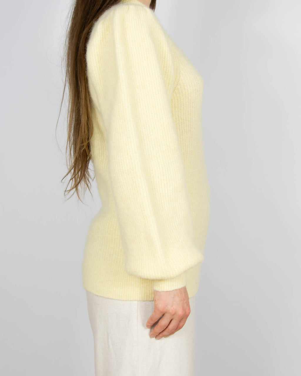 Pastelowy żółty (alpaka + wełna merino) sweter GANNI - L