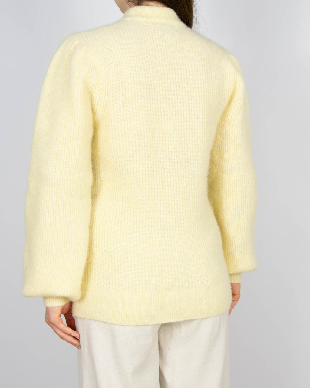 Pastelowy żółty (alpaka + wełna merino) sweter GANNI - L