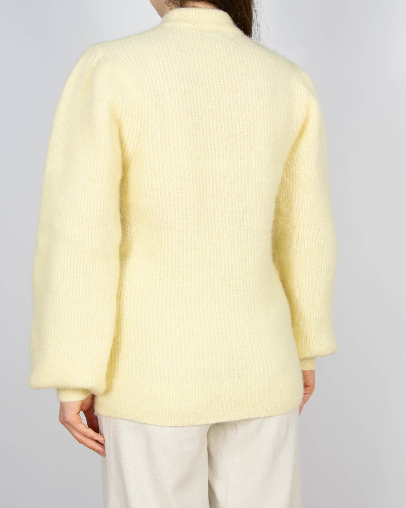 Pastelowy żółty (alpaka + wełna merino) sweter GANNI - L