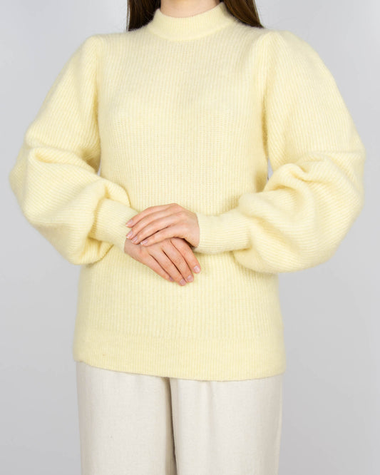 Pastelowy żółty (alpaka + wełna merino) sweter GANNI