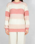 Pastelowy różowy wełniany (wełna + moher) sweter - M