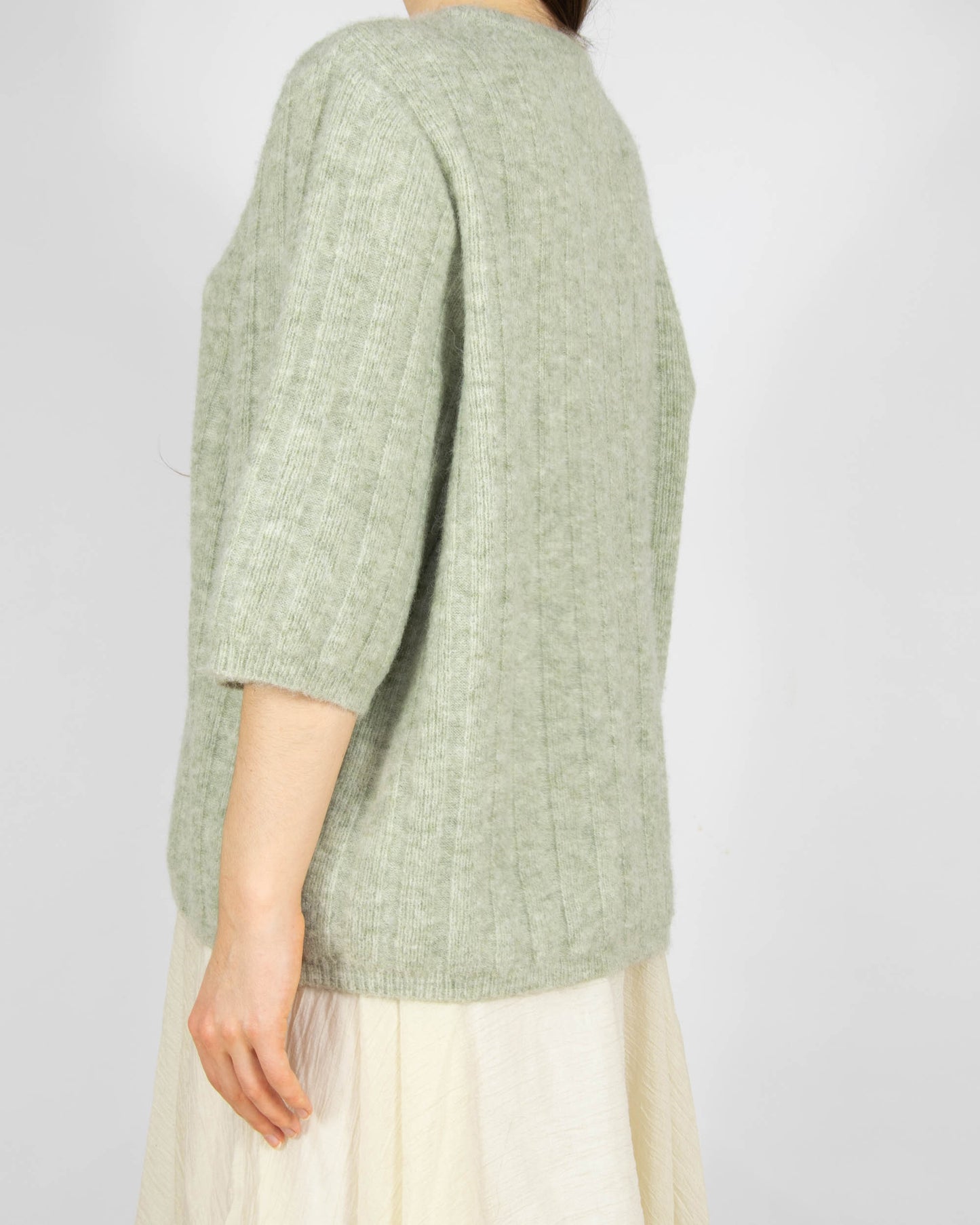 Pistacjowy (alpaka + wełna) sweter GESTUZ - L