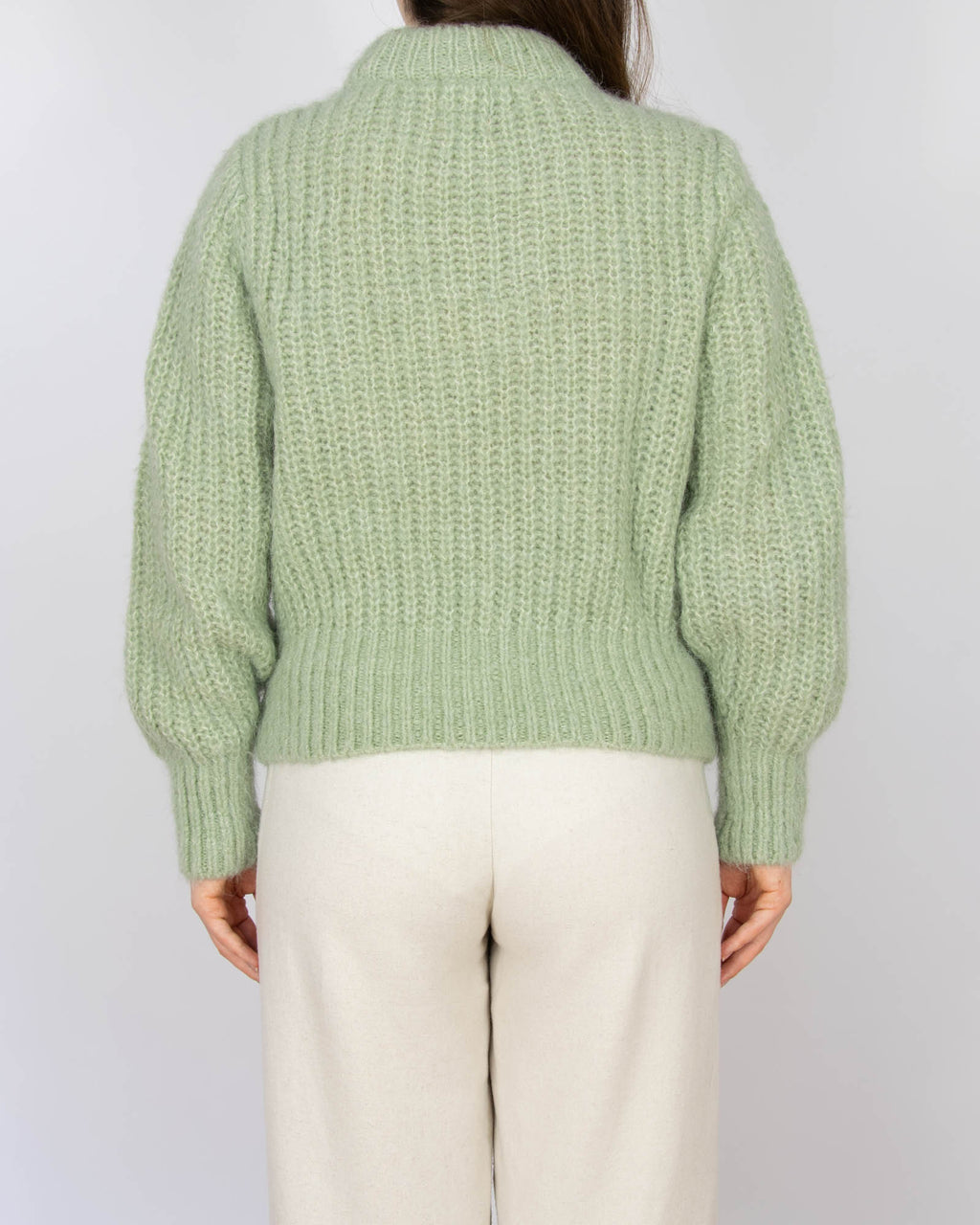 Pistacjowy wełniany (wełna + alpaka) sweter H&M Premium - S