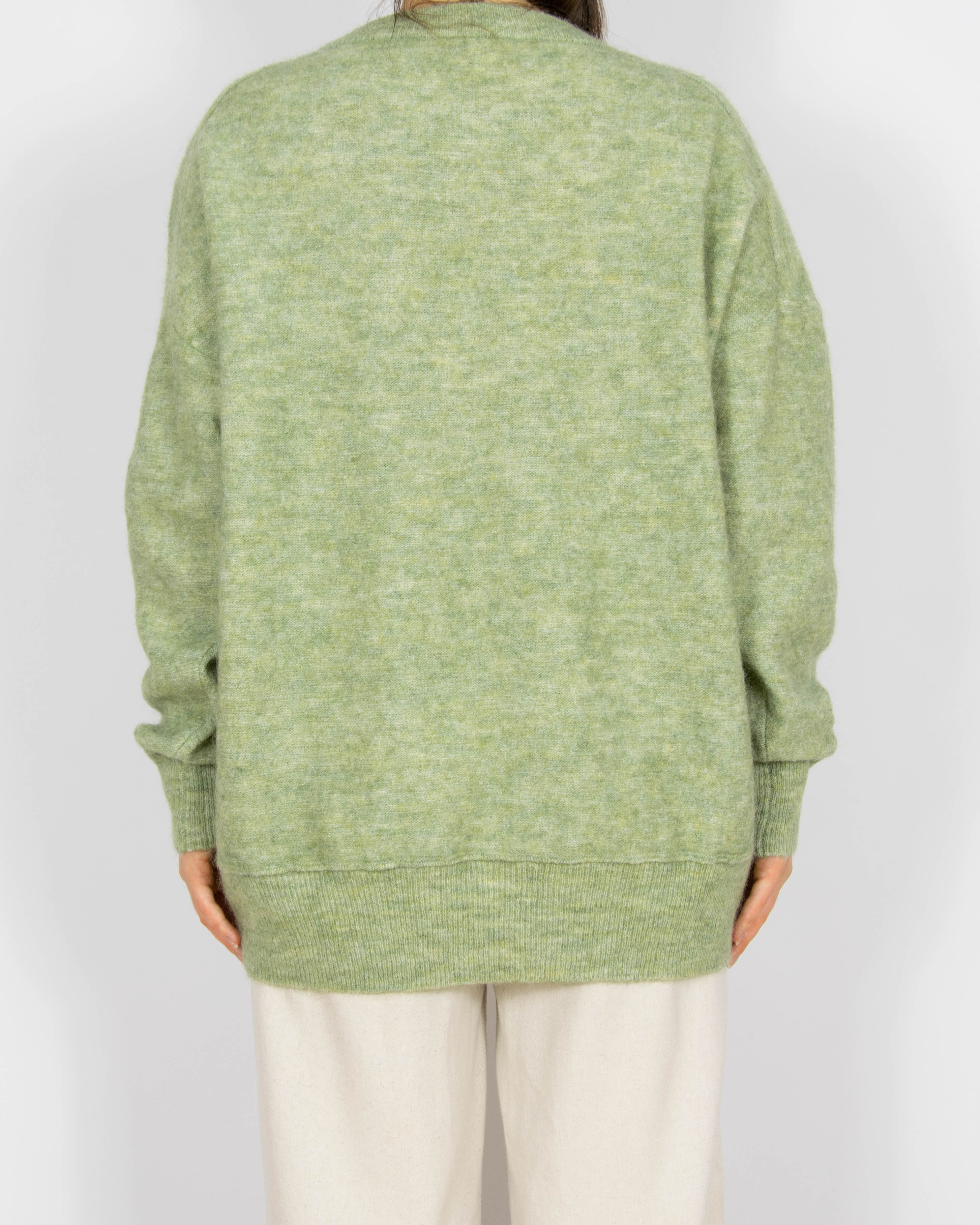 Pistacjowy wełniany (wełna i moher) sweter FREE/QUENT - M/L