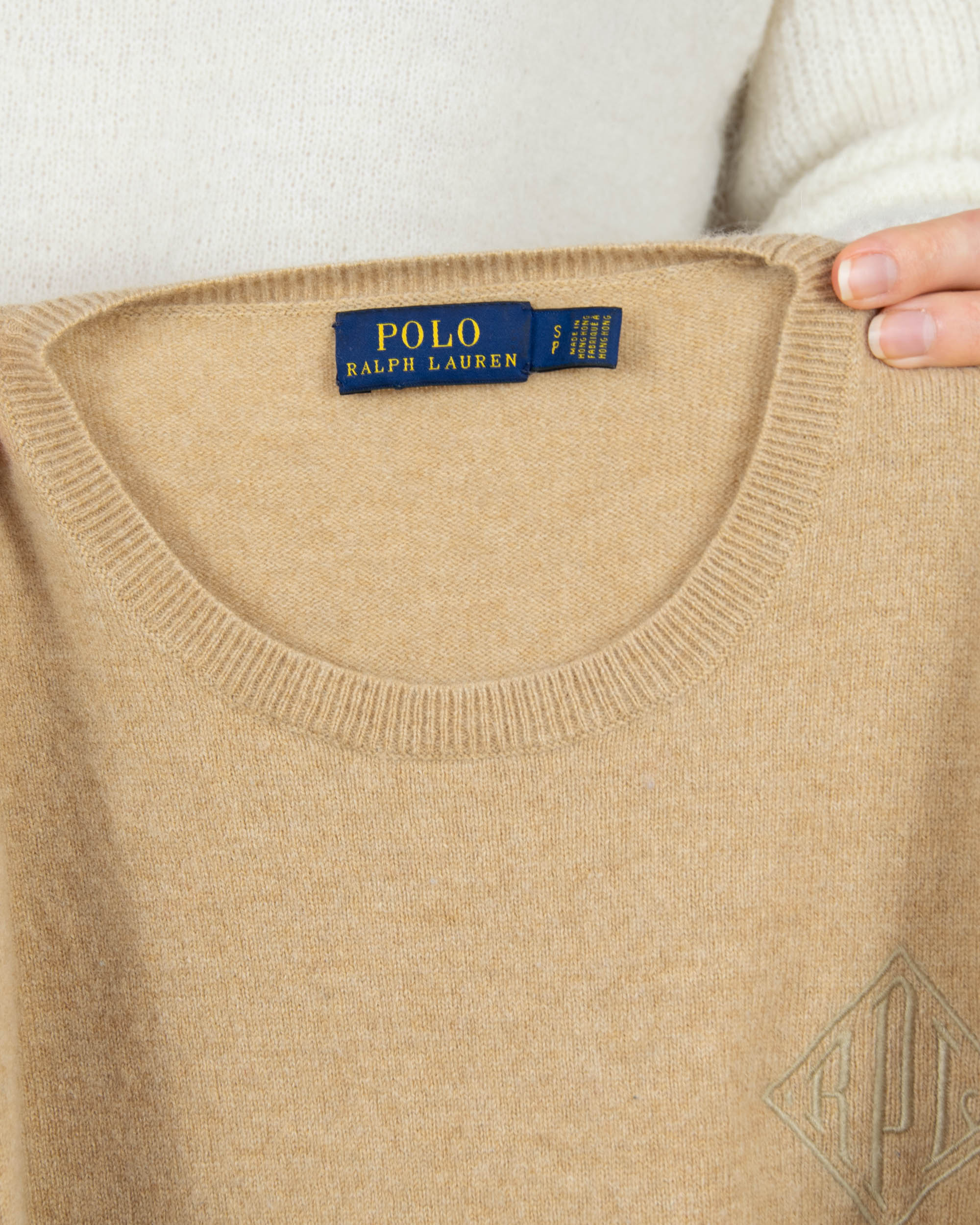 Beżowy (merino + kaszmir) sweter Ralph Lauren - S