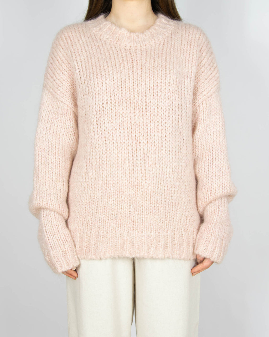 Pudrowy moherowy sweter H&M Premium